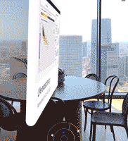 "Scanning" for reports in space. The radar displays located nearby reports.