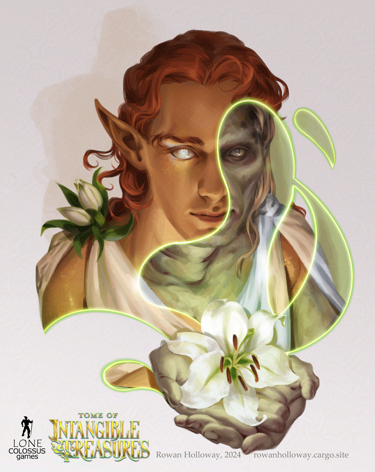 Character art for 'Tome of Intangible Treasures', Lone Colossus Games 2024. AD: Josh Rosing