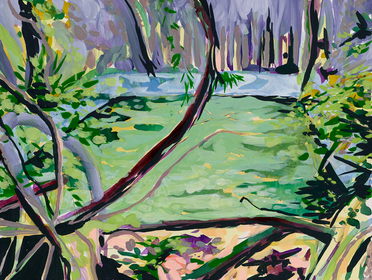 Glint on an abandoned pool / 9x12 in. / mixed media on paper / 2016