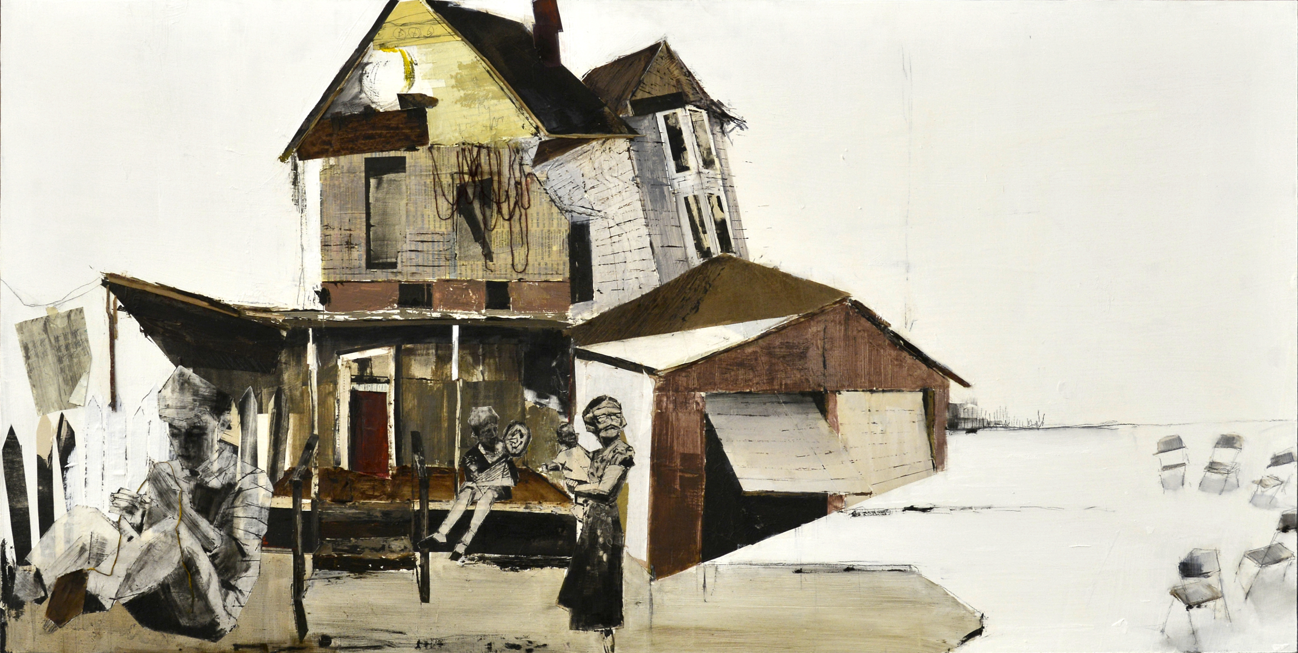 collaged paper and oil on panel, 2012