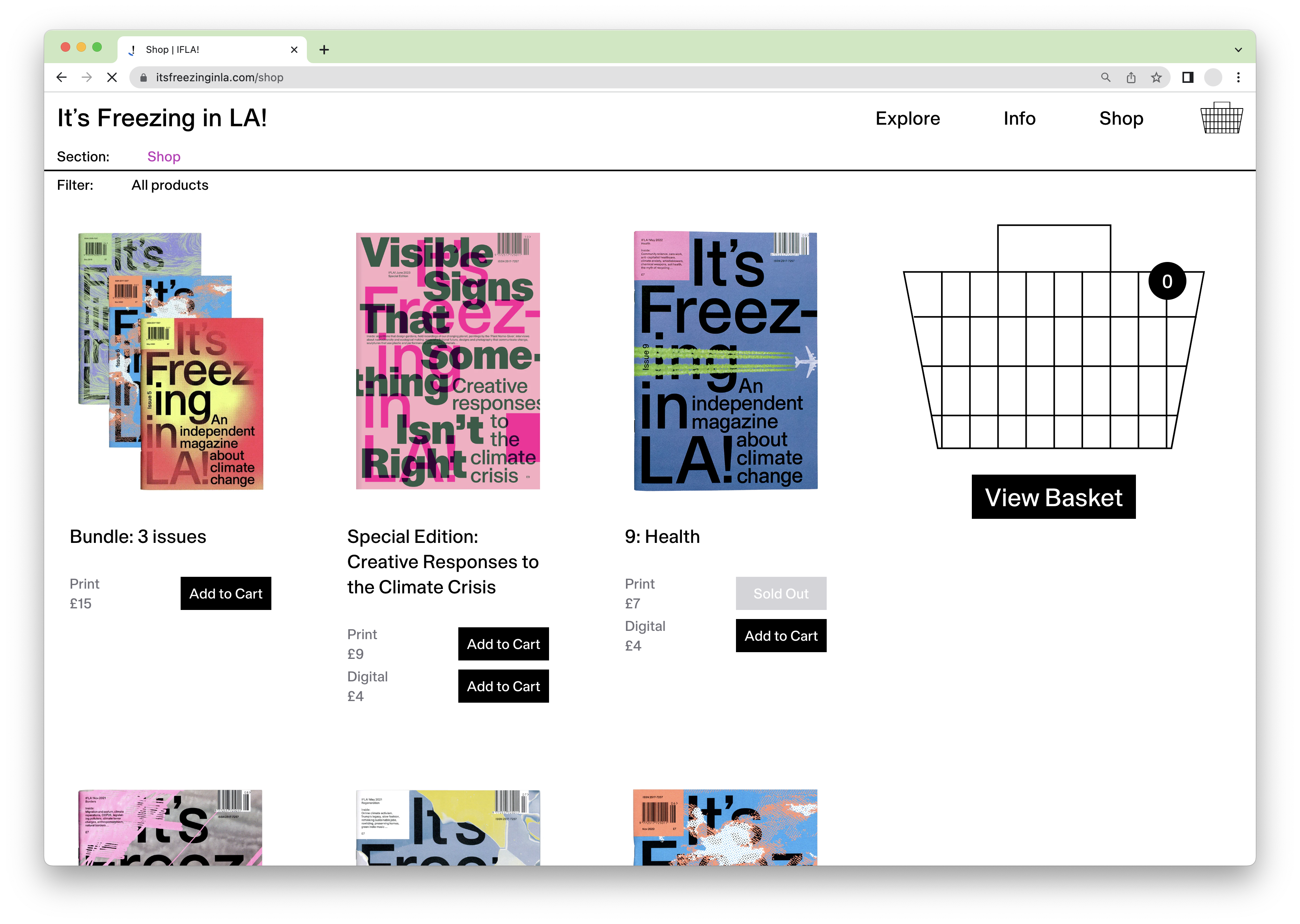 Shop - It's Freezing in LA! website