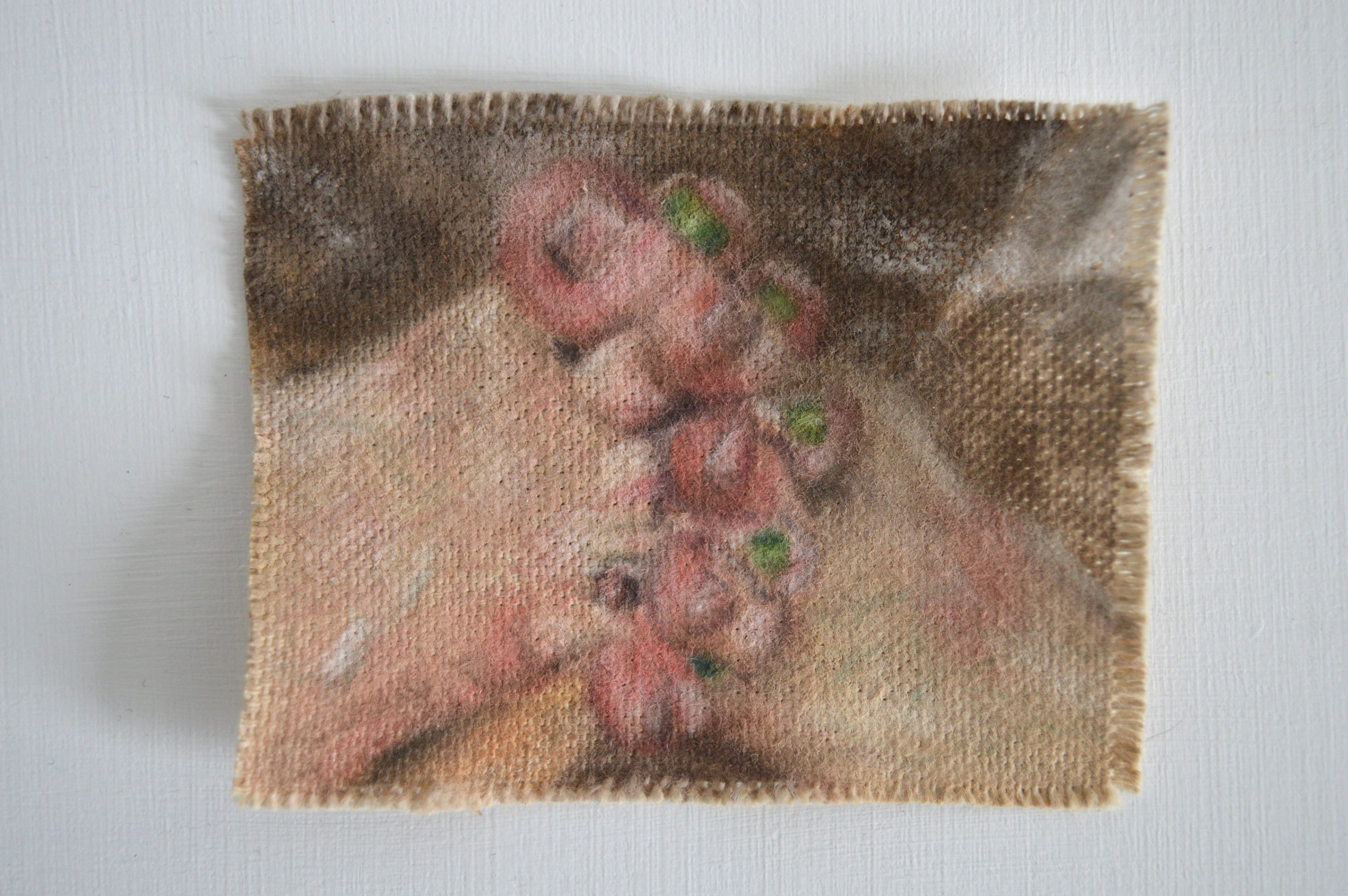 can we hold feet   pastel pencil on canvas, 6.5 x 8.5 cm 