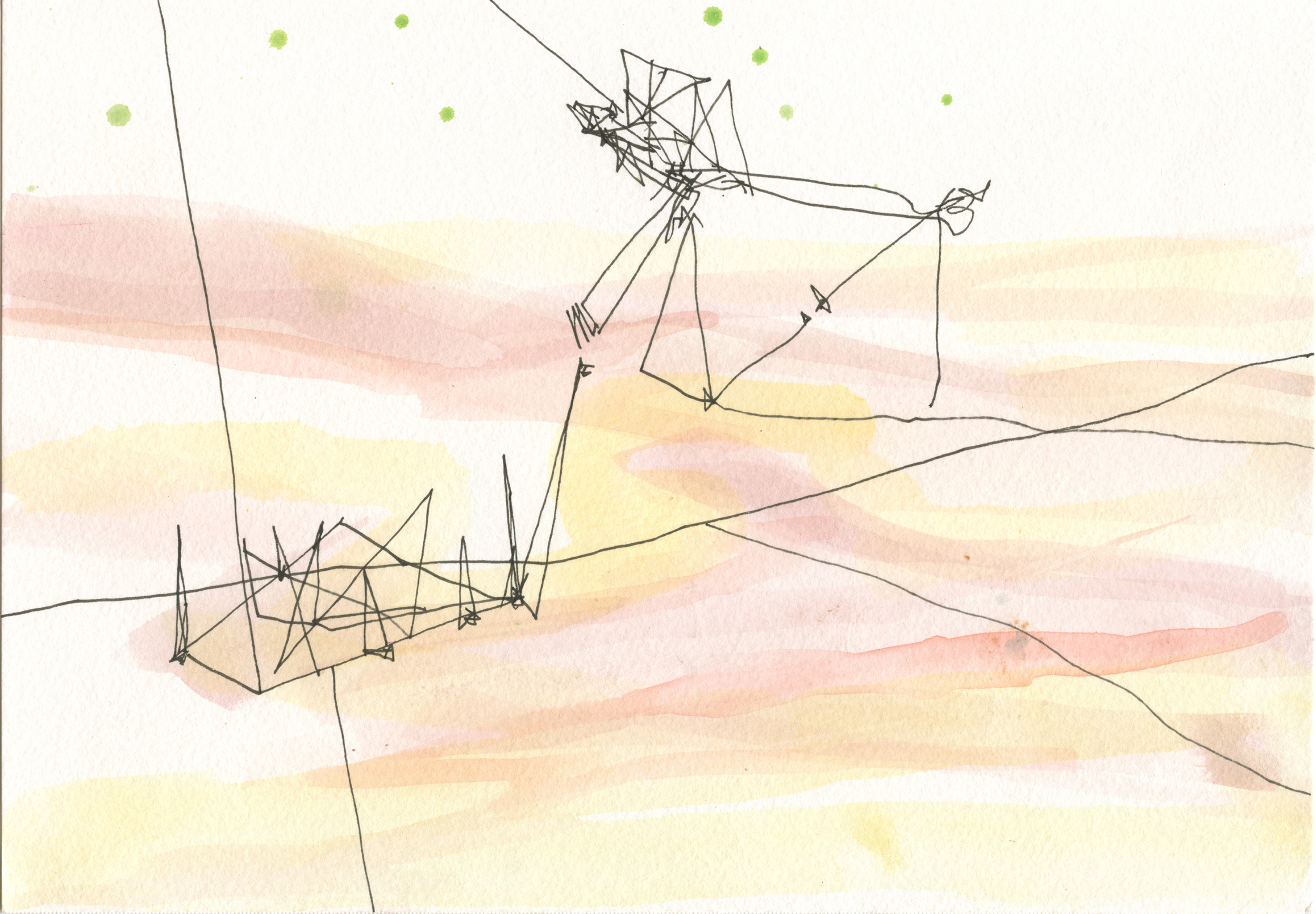 2502, watercolor and ink on paper, 7 x 10 inches