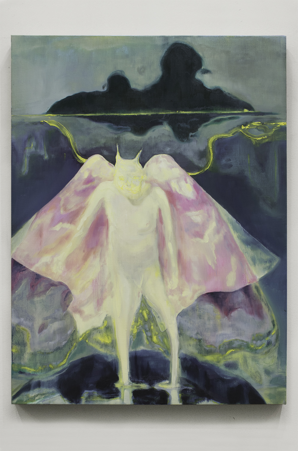 Moth-Man (East Fork Lake), oil on linen, 39 1/2 x 29 1/2 in, 2020