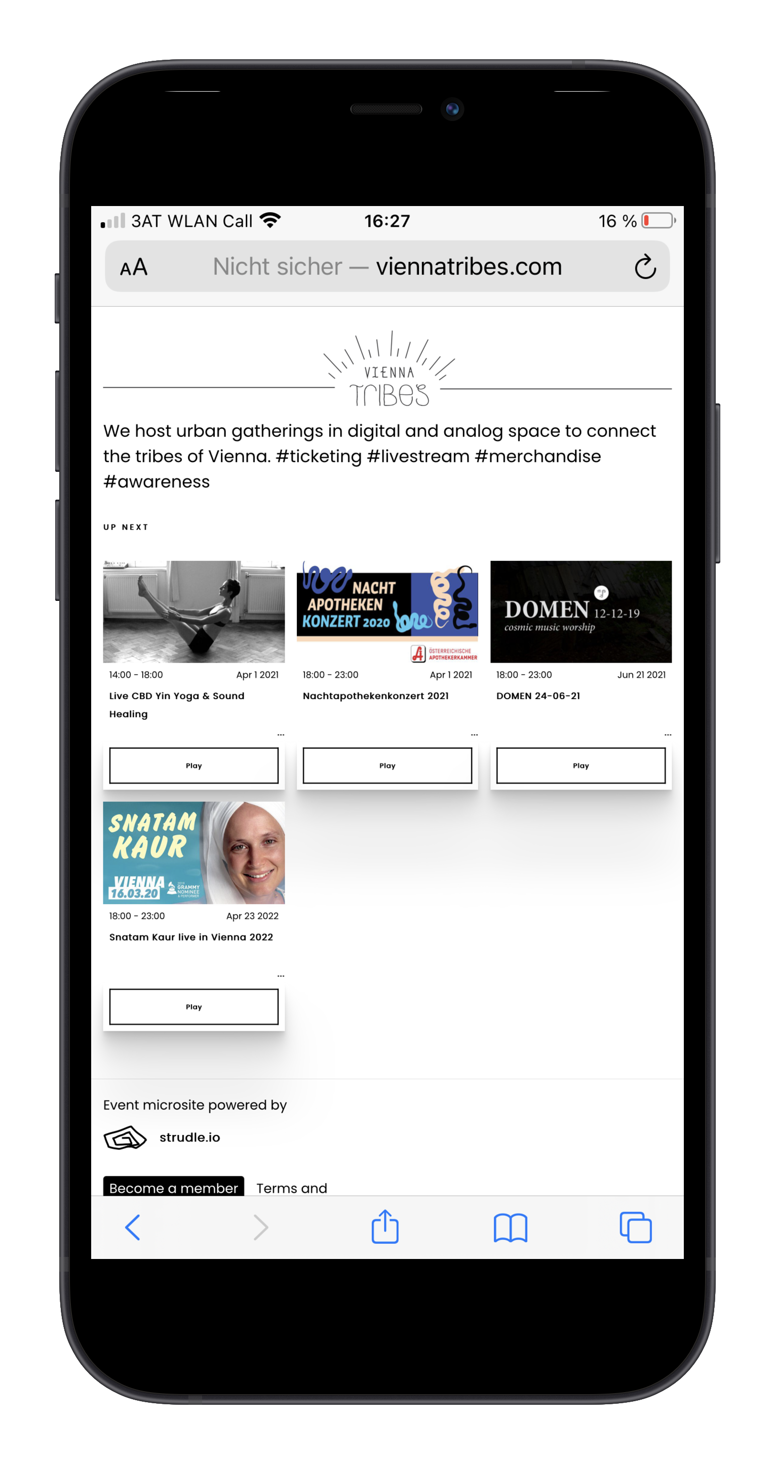 Vienna Tribes, WebApp Mockup