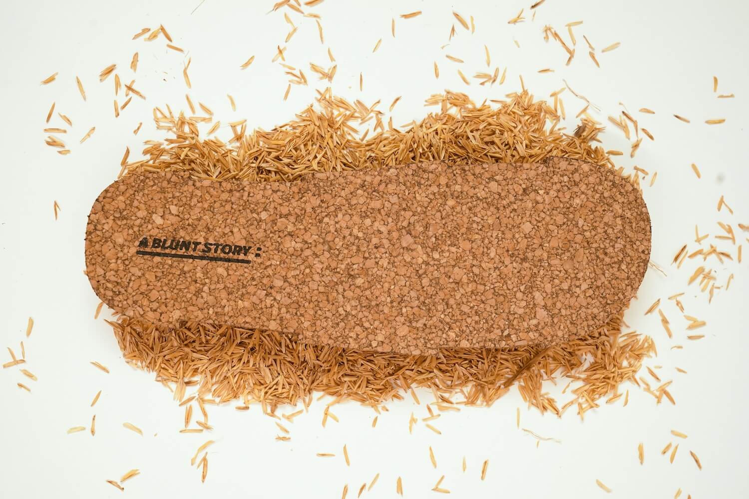 The sole of a shoe made of raw natural material