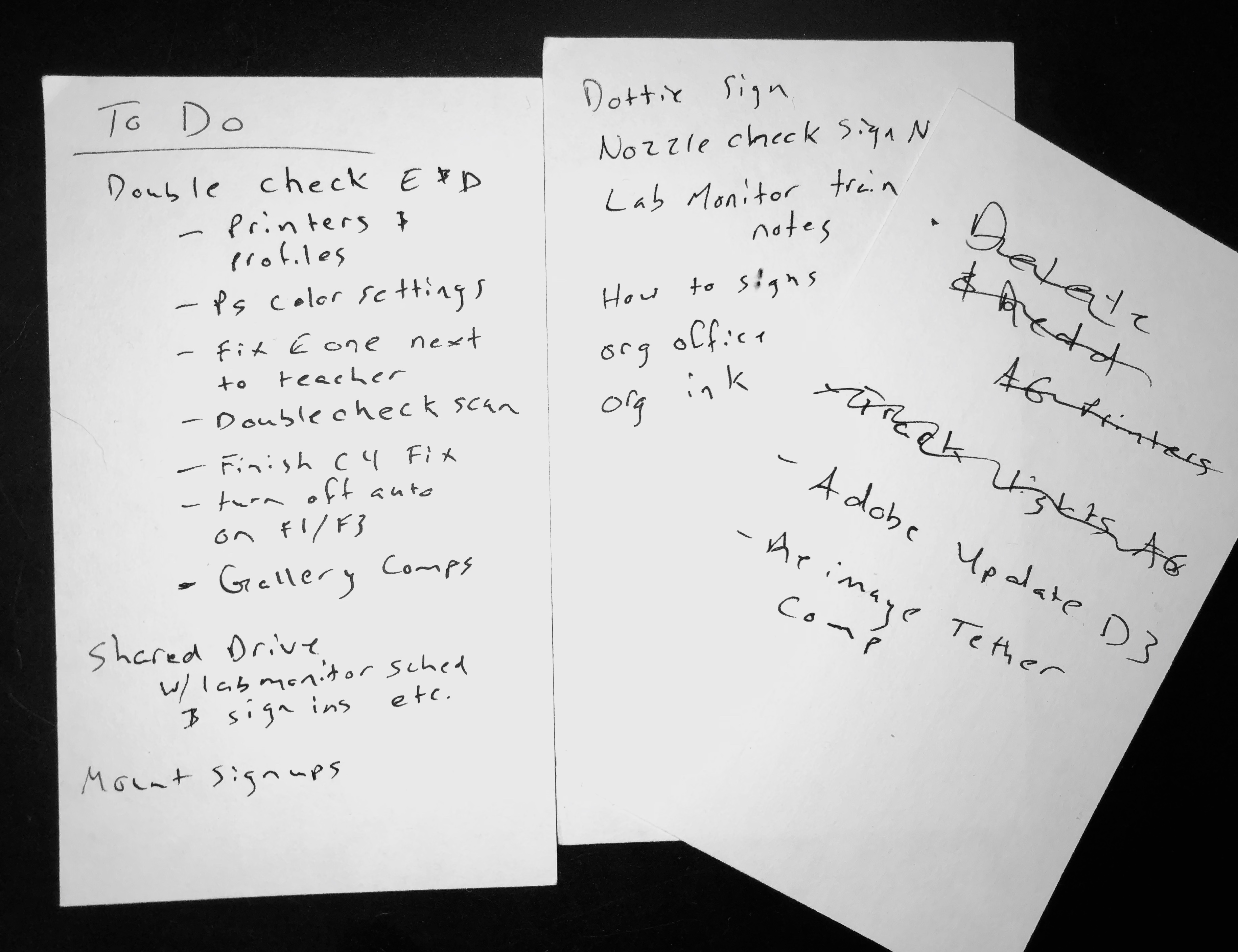 To Do Notecards from the last Spring