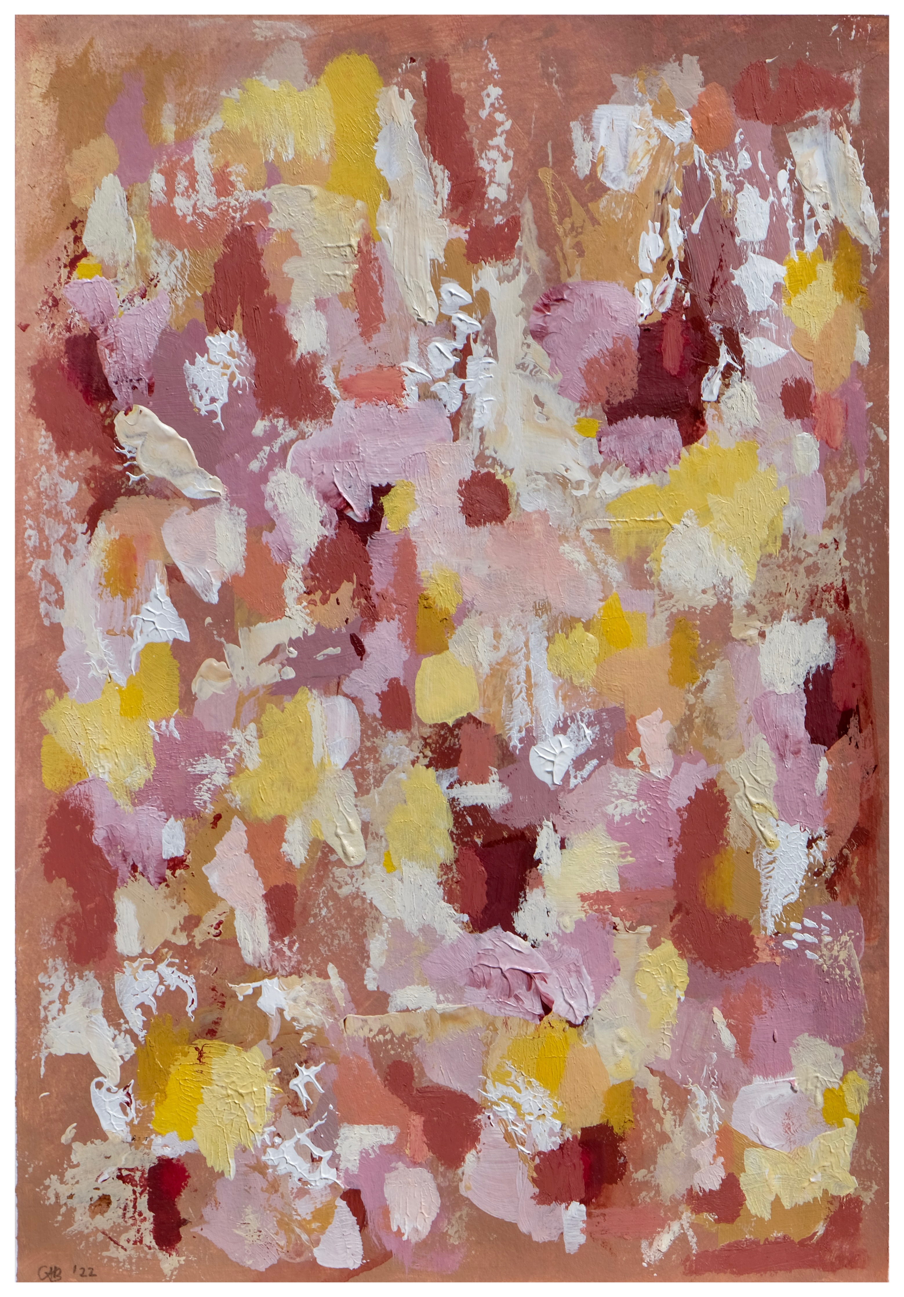 untitled 4, 2022, 7x10in, acrylic and oil stick on paper