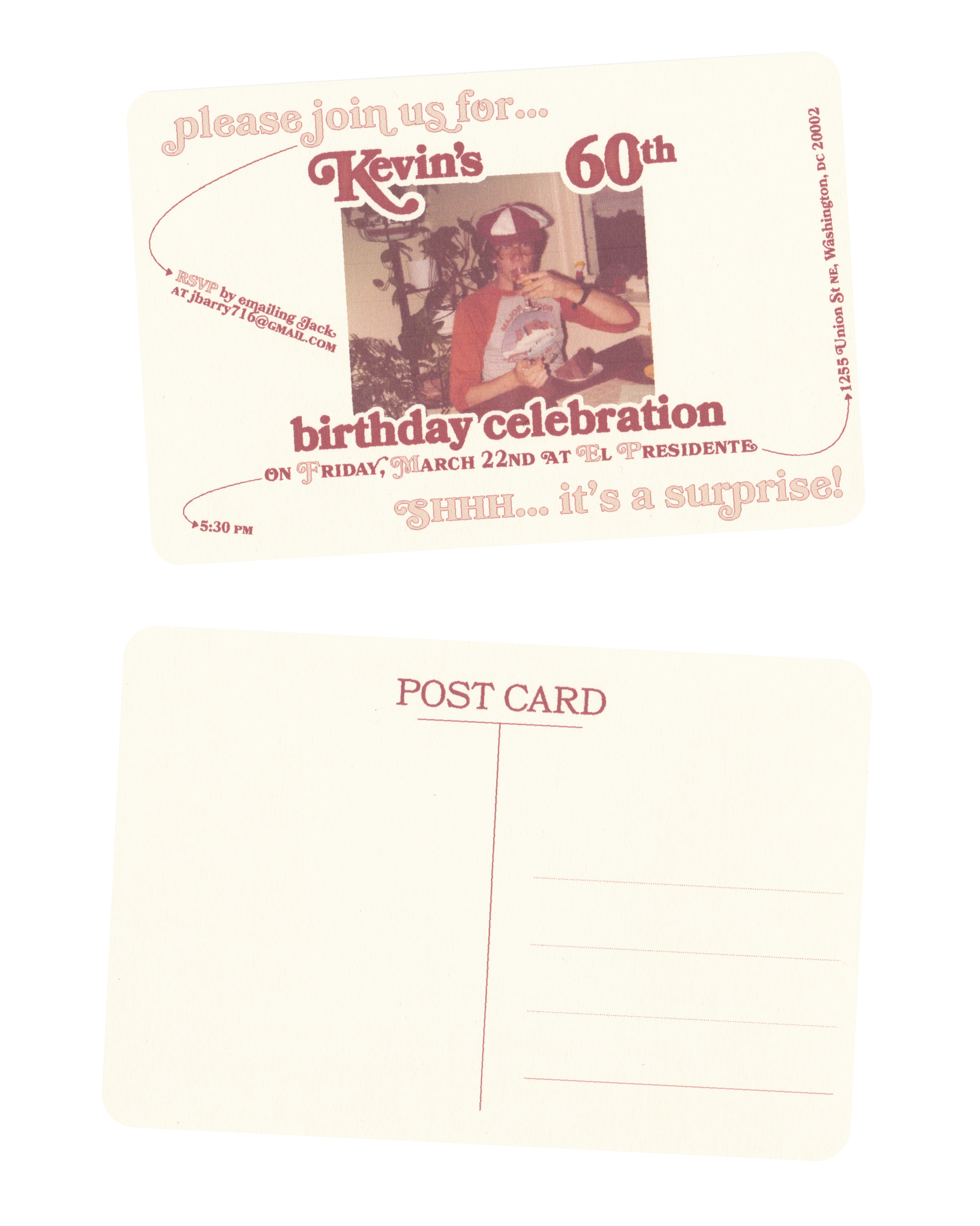 birthday postcard invitation, 2024