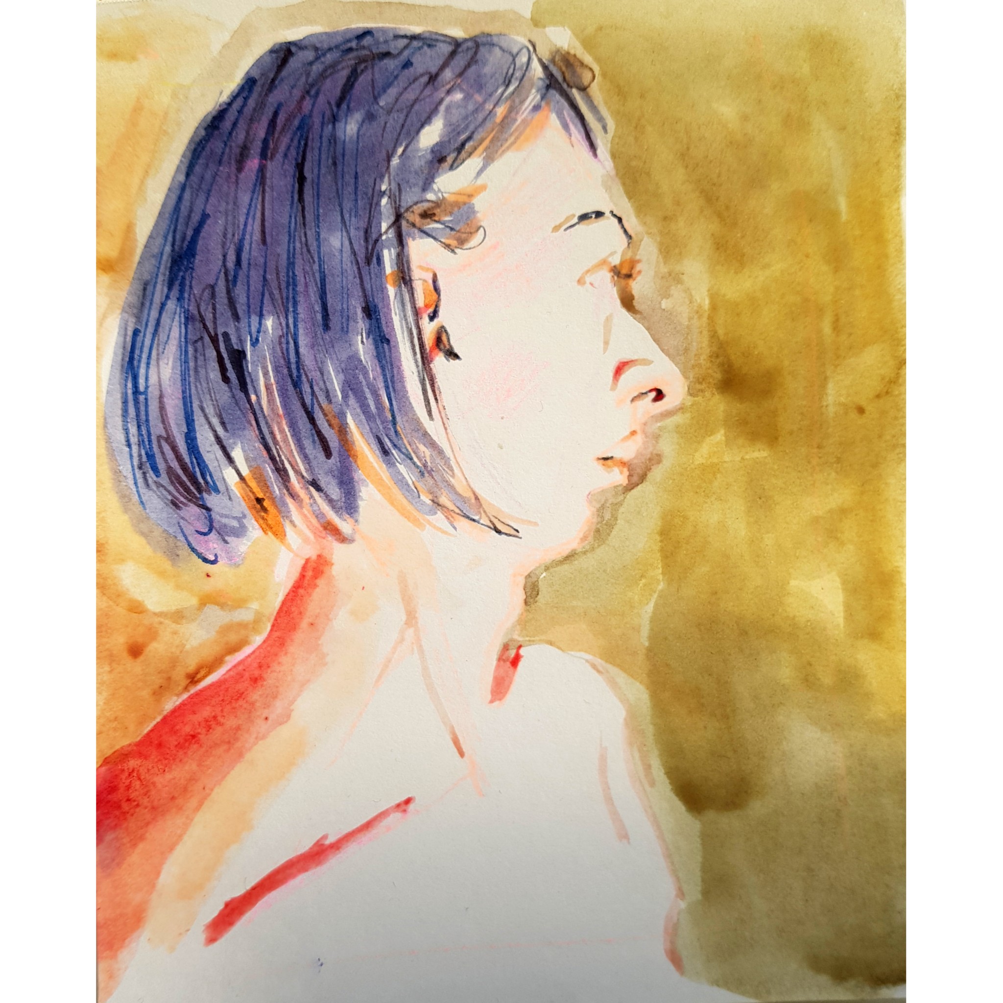 Nasim Golden light, ink and watercolour on paper, 21 x 15 cm with mount, 