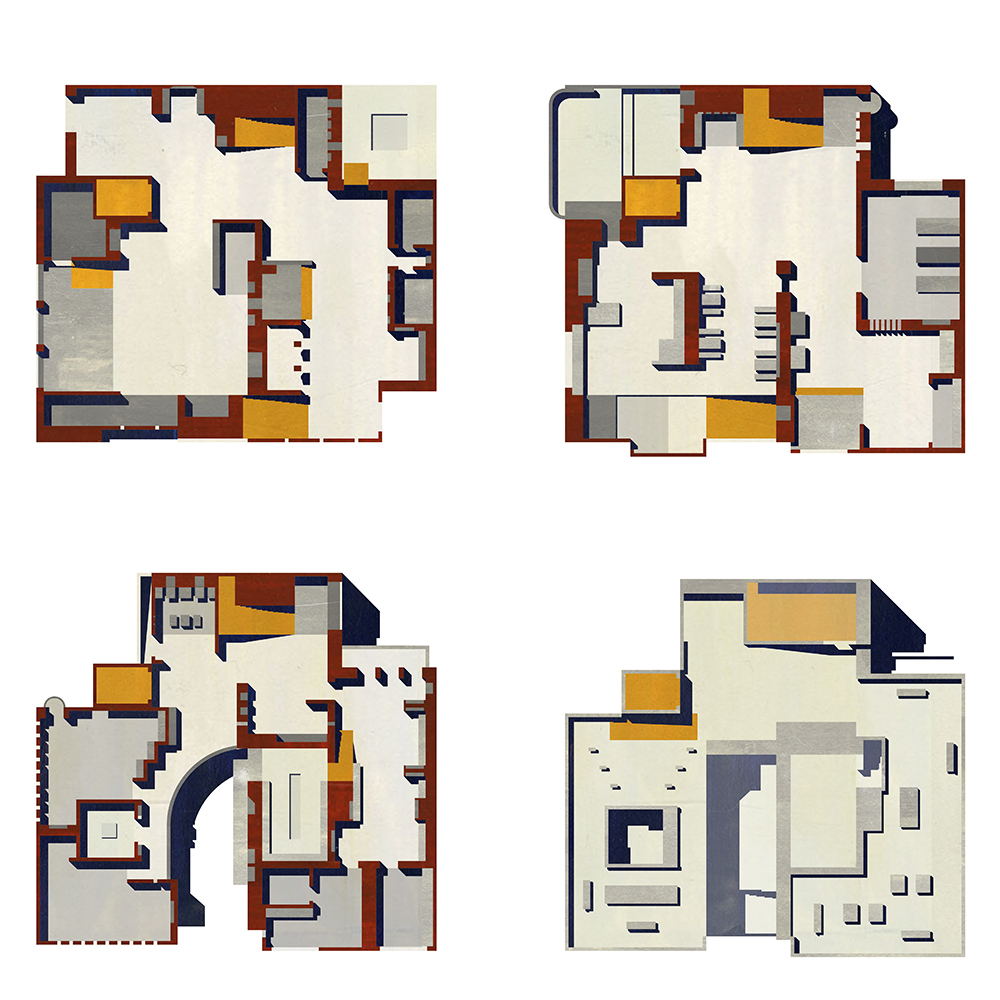 Floor plans demonstrating the use of poché