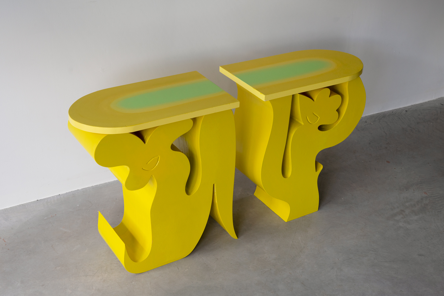 Flor 1 and Flor 2, 2022Enamel on wood59 x 104 x 34 cm"