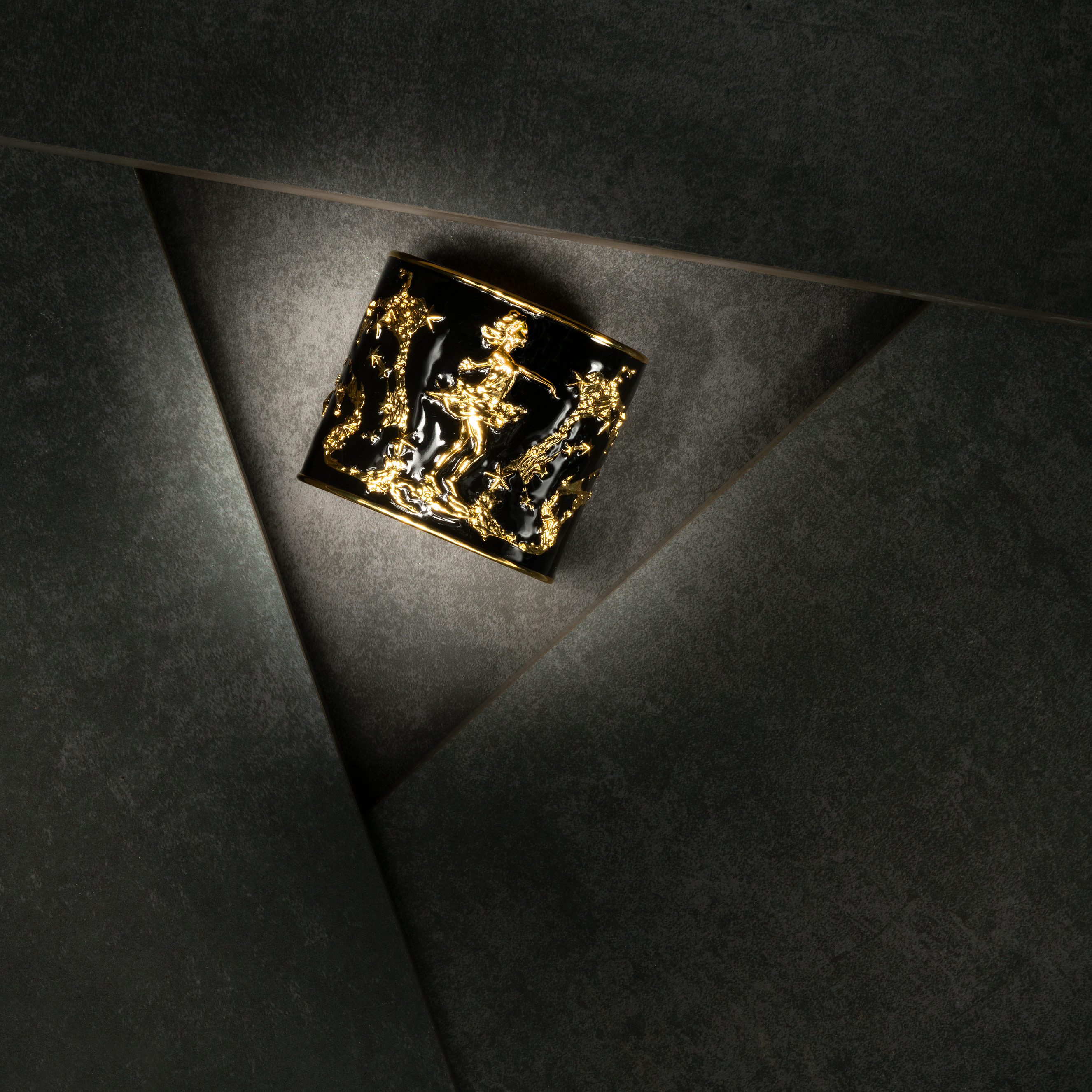 She Moves the Stars Cuff Gold and Black View 3 by Angela Mia
