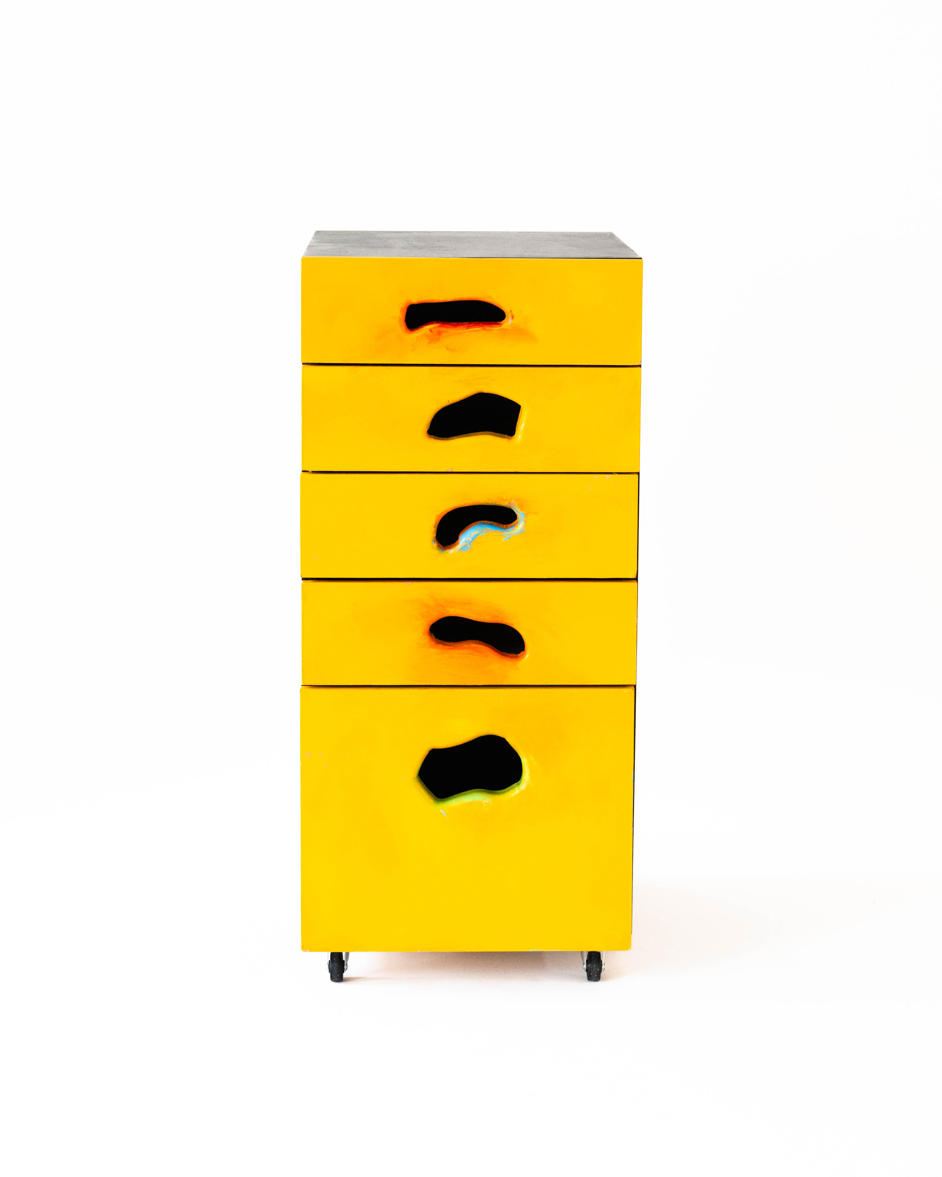 Gaetano Pesce, 1994 tbwa/chiat/day, prototype rolling 5 drawer cabinet, yellow