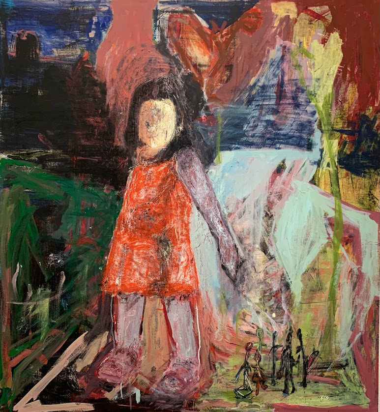 Untitled... 3.5' x 4', house paint on panel, 2021