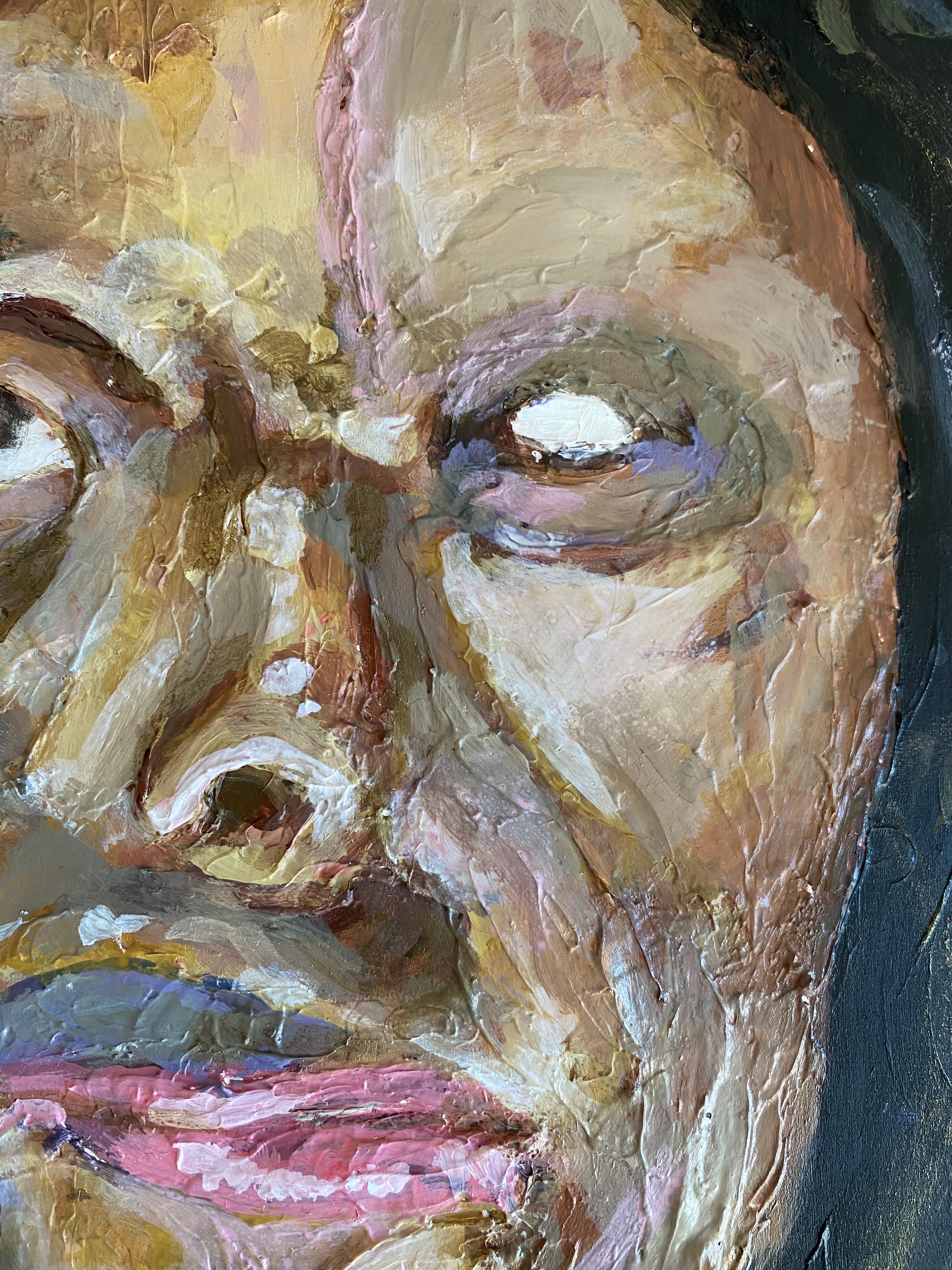 Martyr, acrylic paint and modeling paste on wood board, 2020