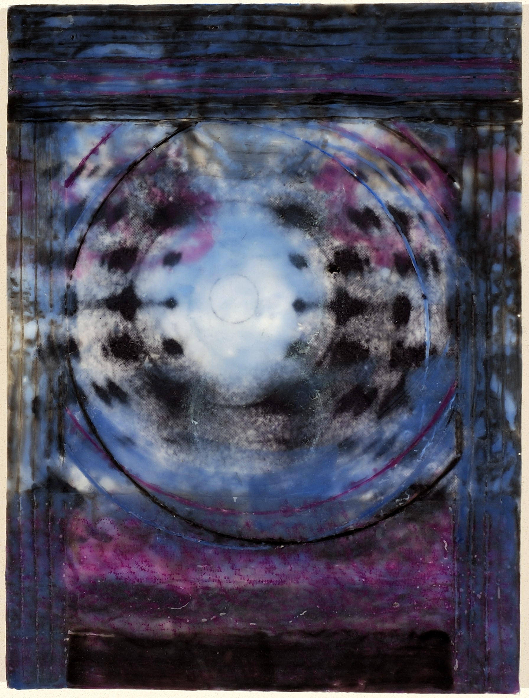 Around About, 2017, encaustic and mixed media, 10 x 8 inches 