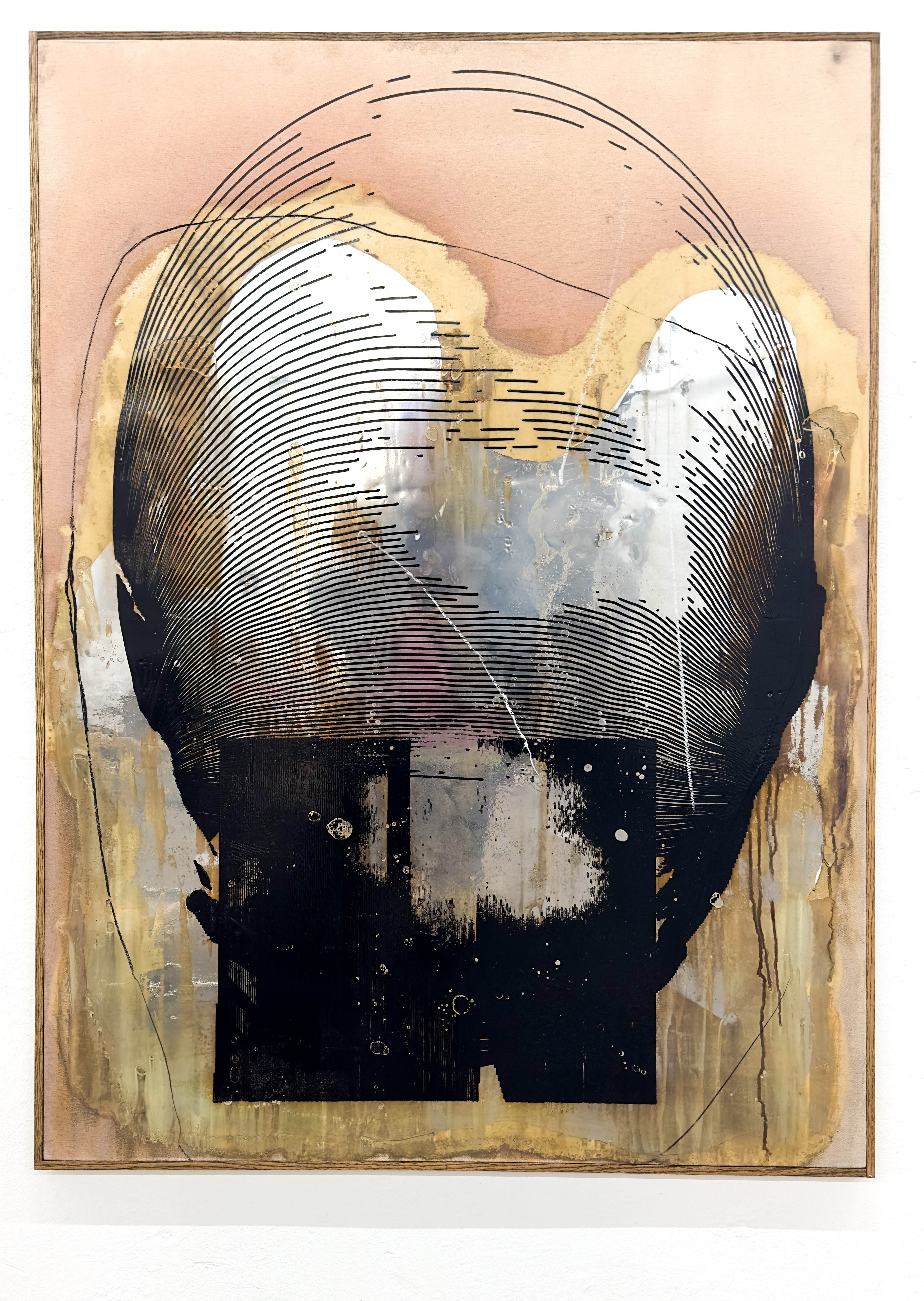 Untitled (2023) 135 x 100cm, Oil, acrylic, polymer synthetic and silver nitrate on canvas.