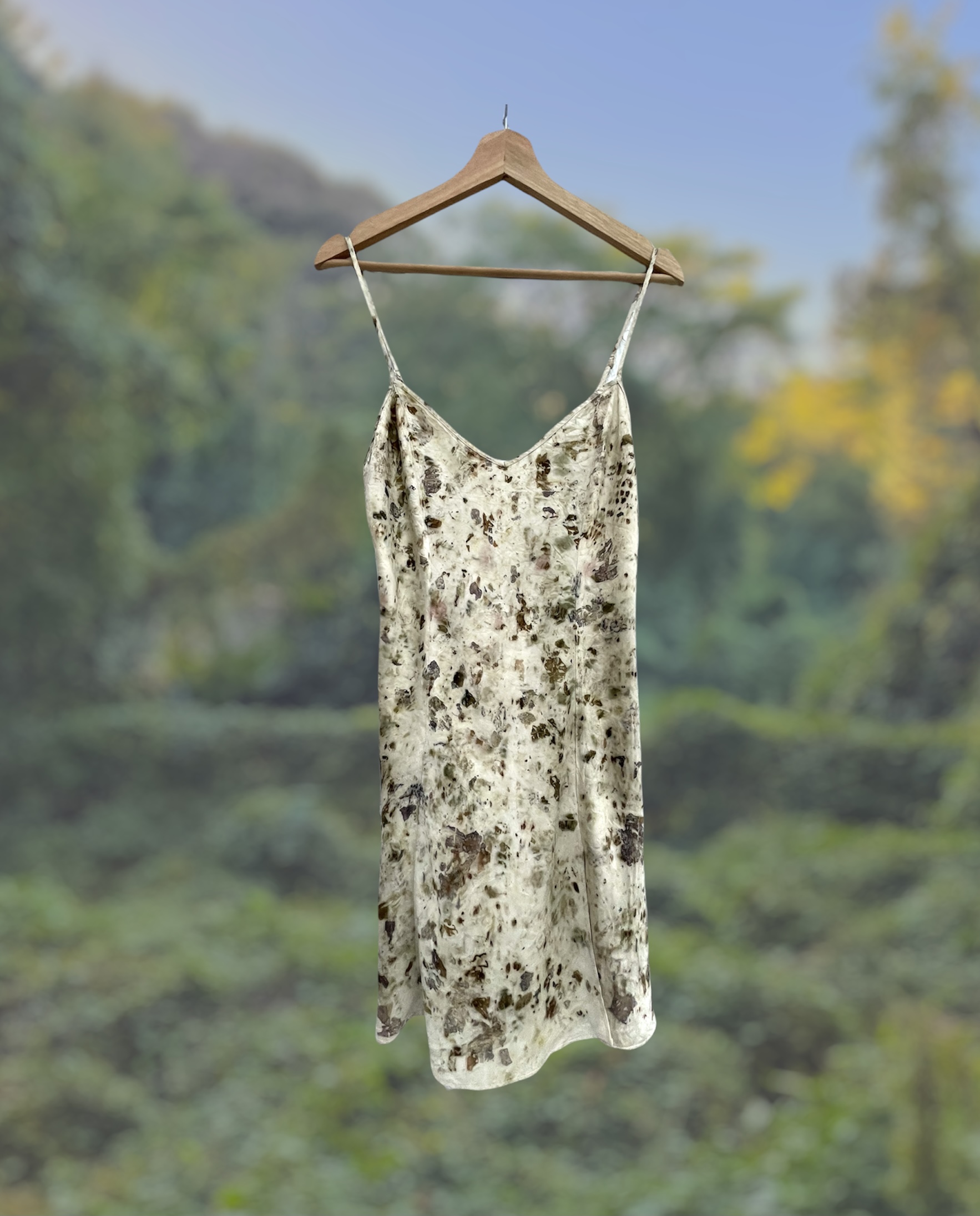 Silk slip dyed with a wedding bouquet.