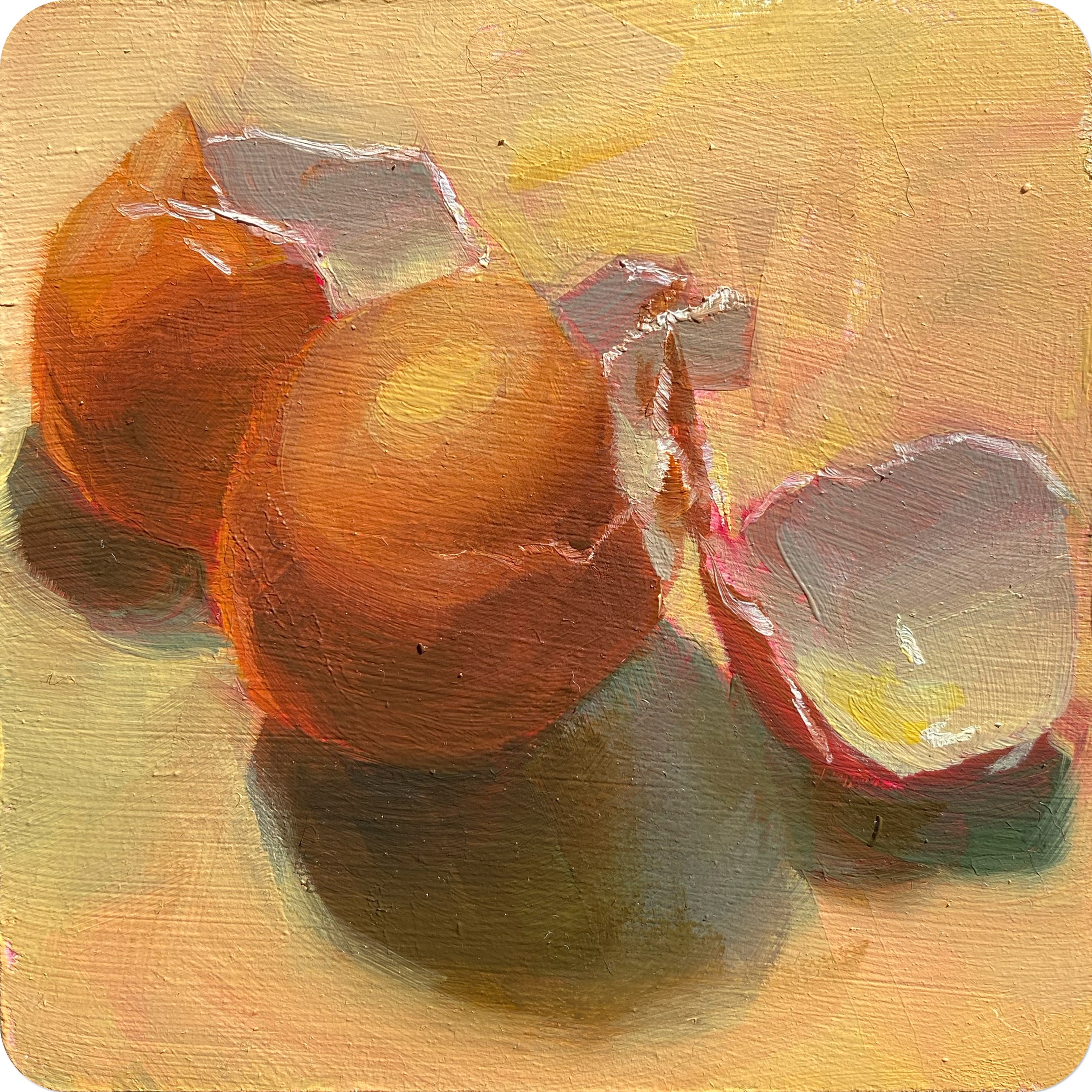 tgi-fried-egg, 202410 x 10 cm oil on MDF coaster