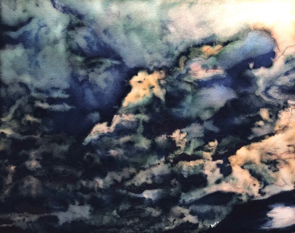 Robyn Penn, "Courbet's Cloud I", 2021, ink and bleach on paper, 28 x 38,5 cm
