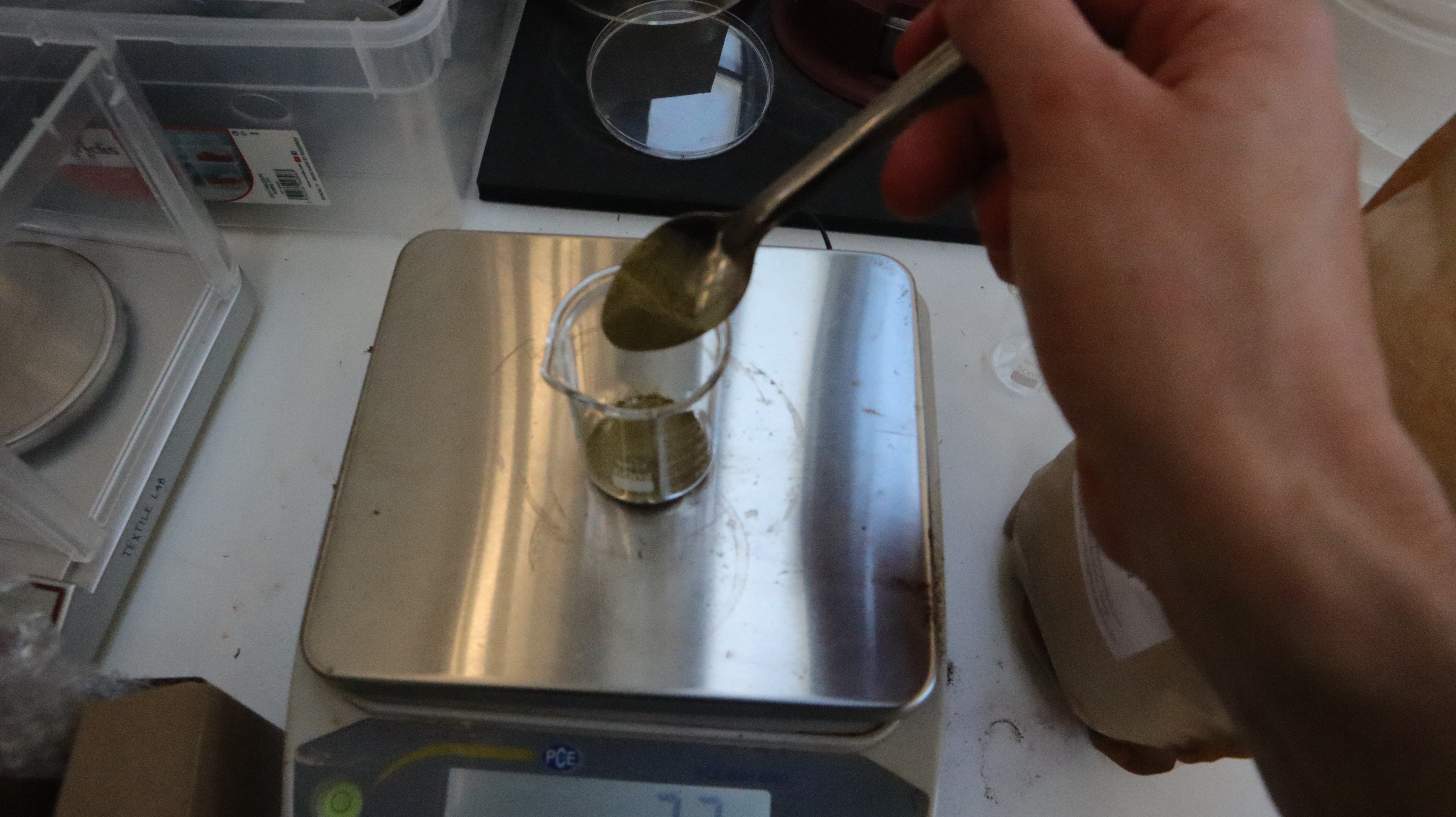 Putting the right amount to make several test samples with different dosages