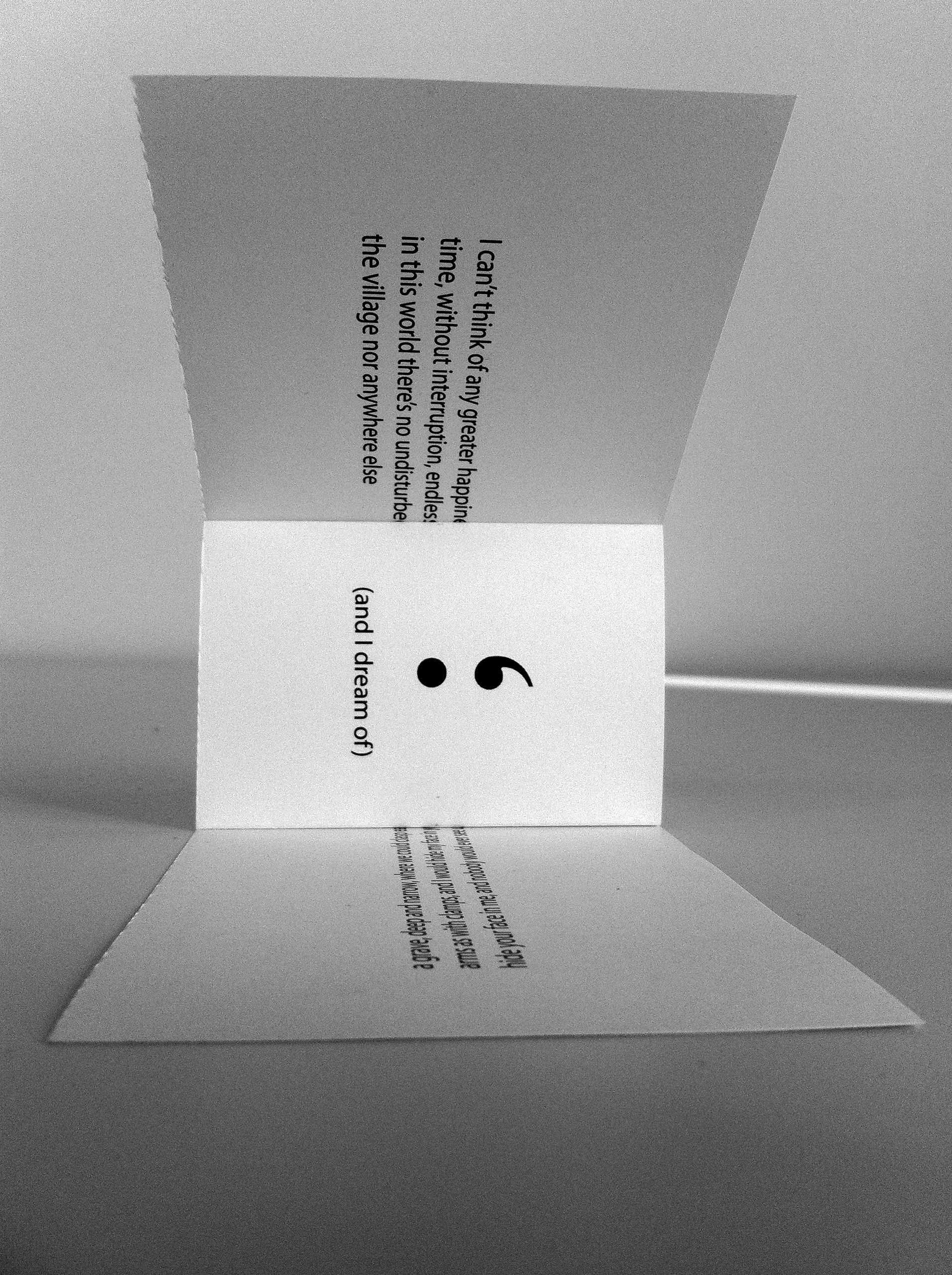 "...The gap or connecting link that the semicolon creates in the text is a chance for expanding and building imagination further, thinking differently..."