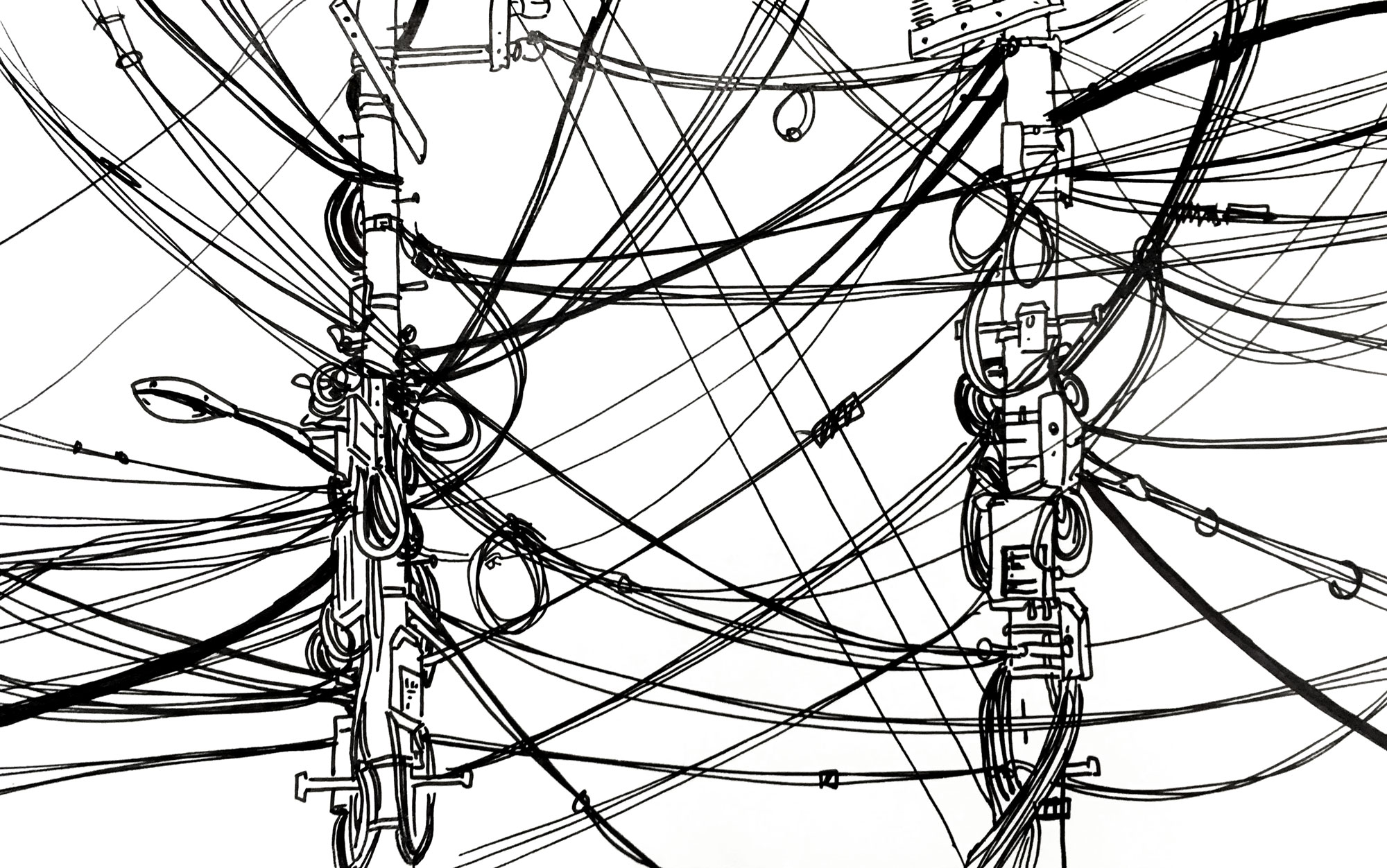 Hyperconnectivity in Seoul - Ink on paper 35x20 cm