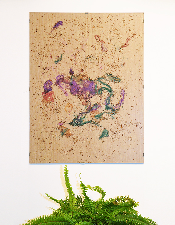 Untitled, 2014, 70 x 80 cm, tobacco and felt on wood
