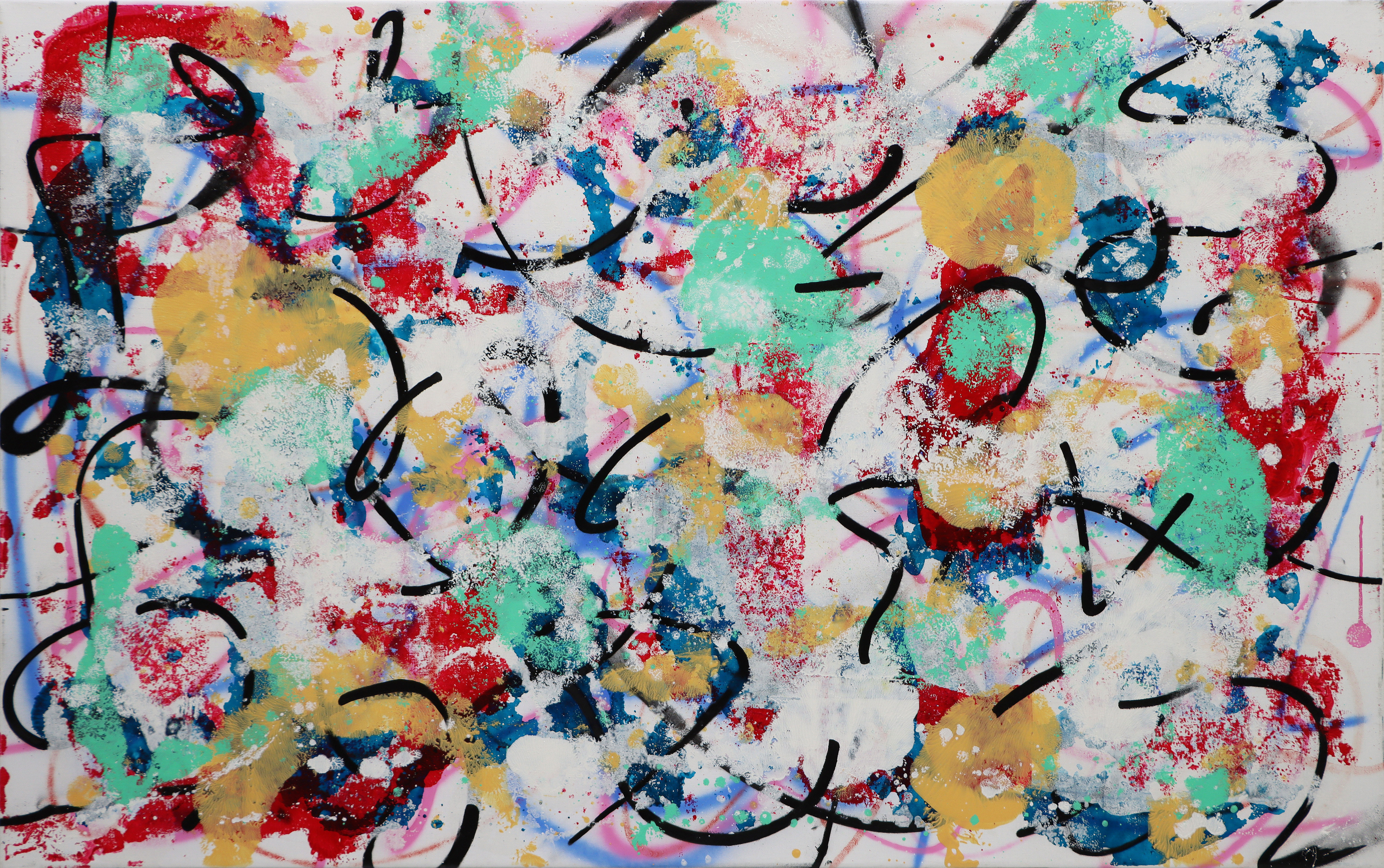 Galaxia #10, 2024. Oil and acrylic spray paint on canvas. 100x160 cm