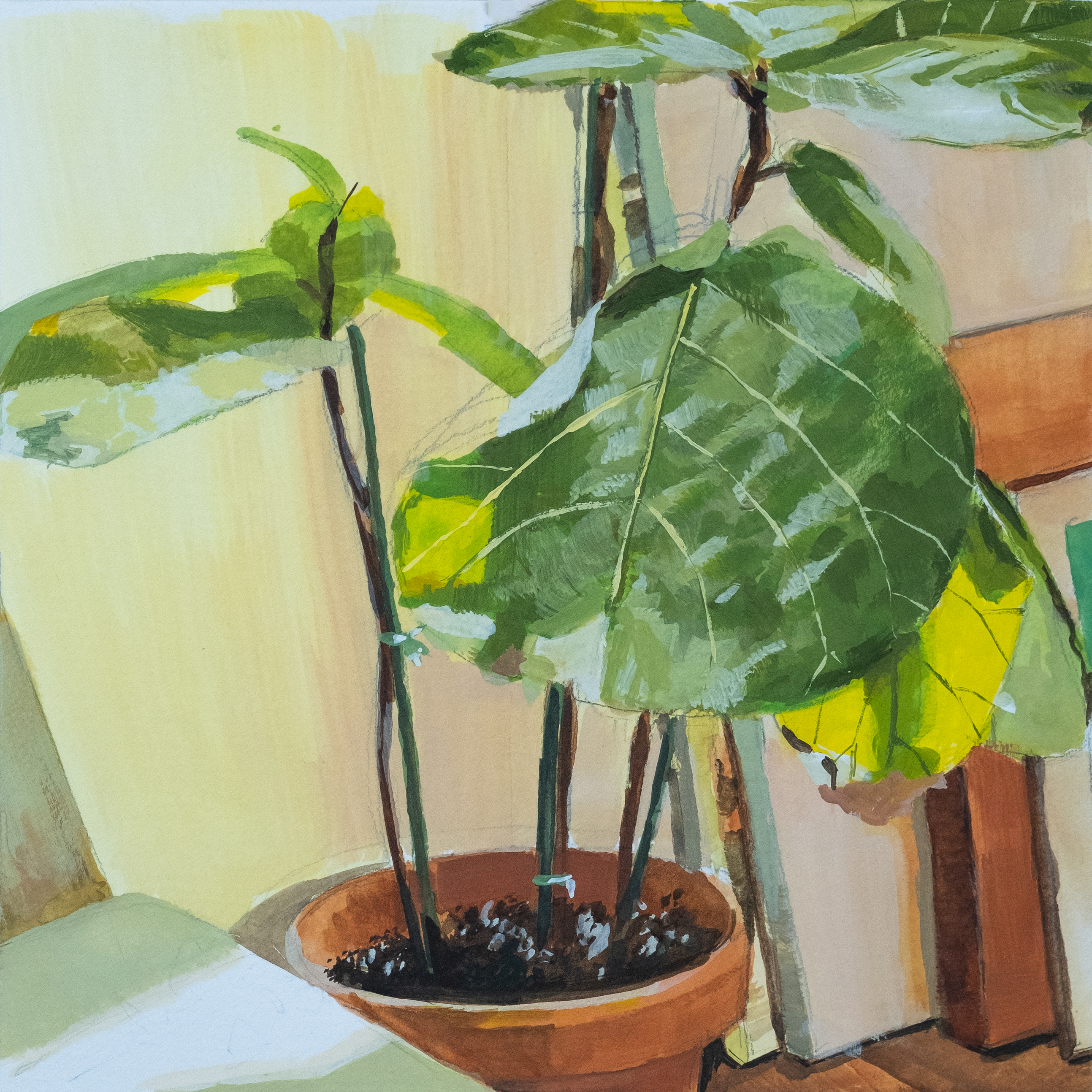 10th St., 2019. Gouache on watercolor paper — 8 x 8 in.