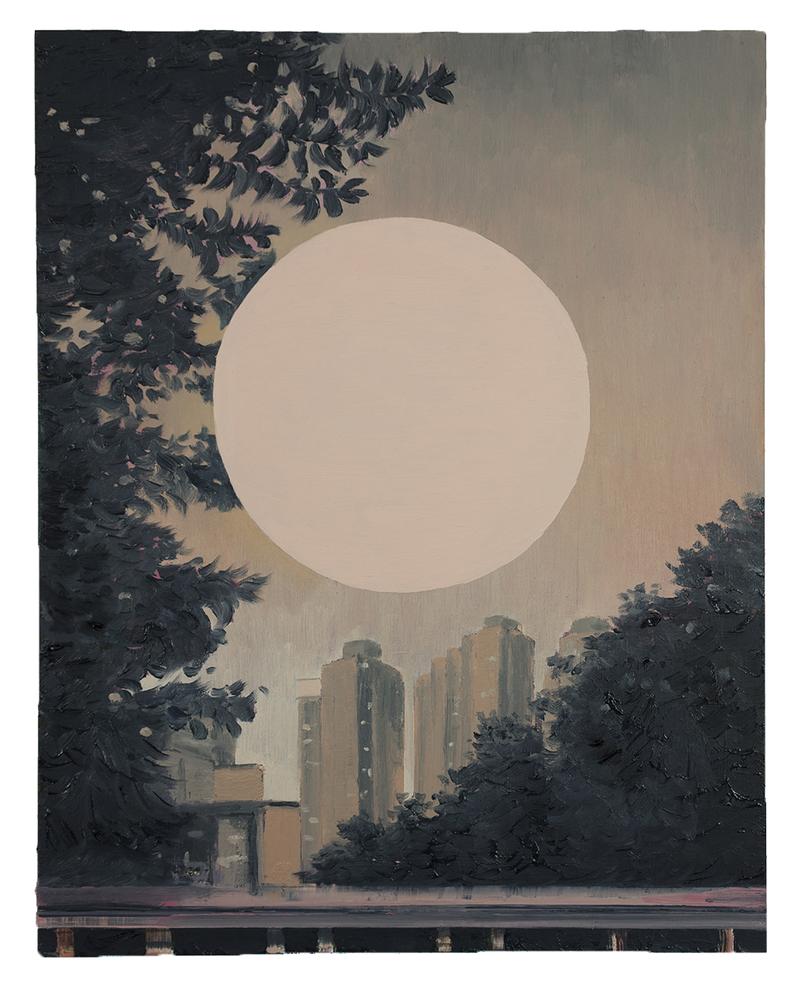 Night (after Magritte) 47 x 37 cm. oil on wood. 2020 - 10/16