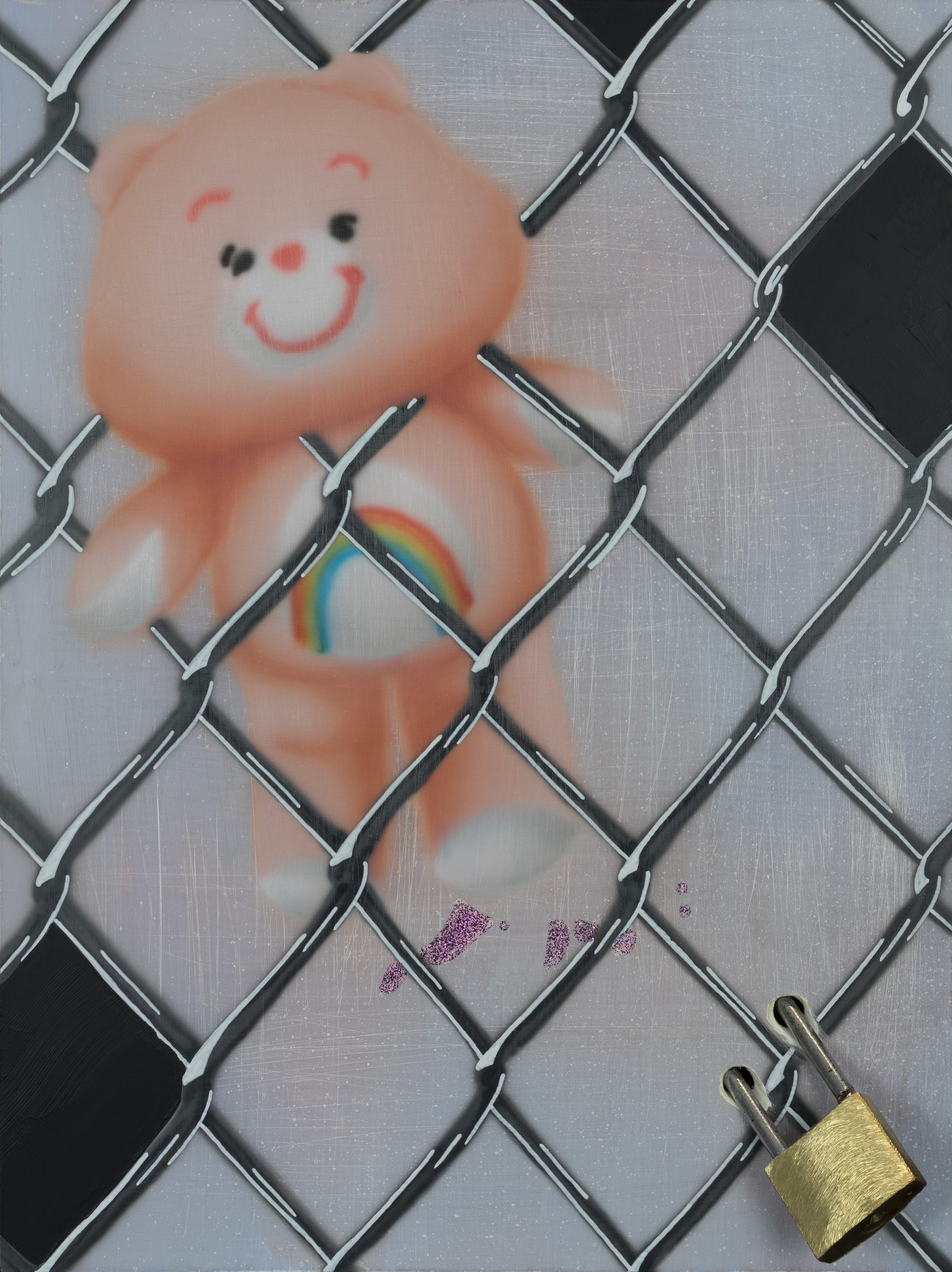 Bear-Lock01 // Mixed Media on Board // 30x40cm // 2022