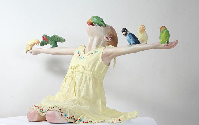 lovebirds, 2012, fiberglass, fabric, 110x70x40cm