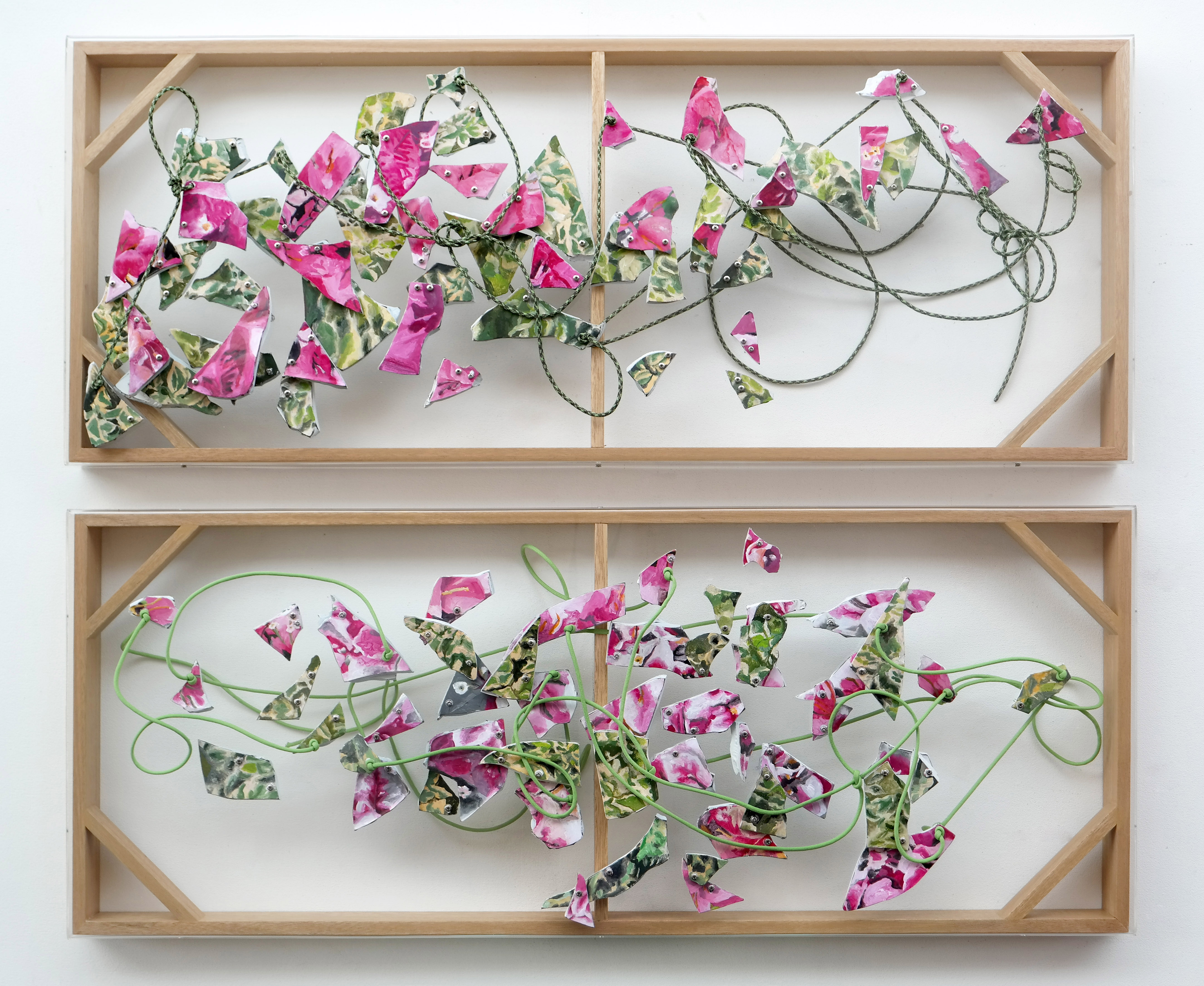 Weekend Noise #2 | 2022 | Wood, acrylic, resin, cord, acrylic paint | 100 x 40 x 5 cm x 2 pcs