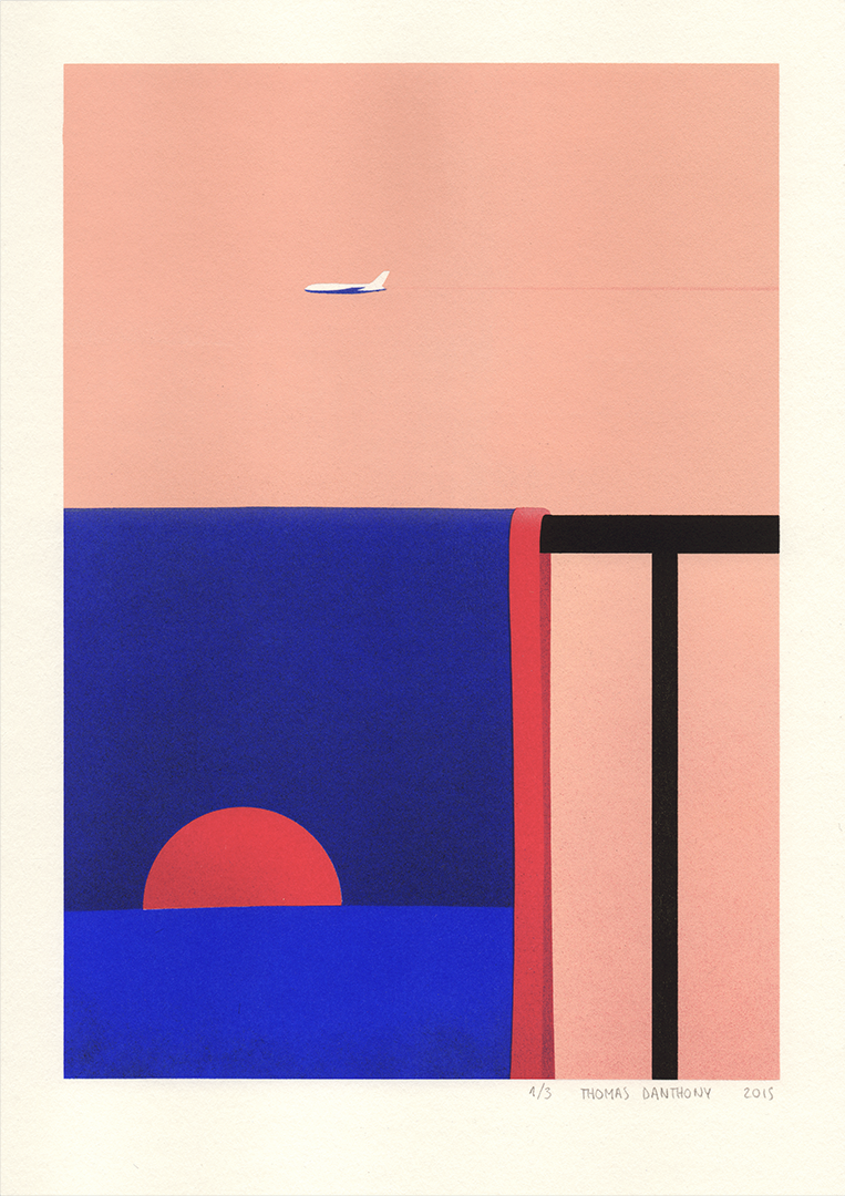 End, Pochoir in edition of 3, Gouache on paper, 21 x 30 cm, 2015.