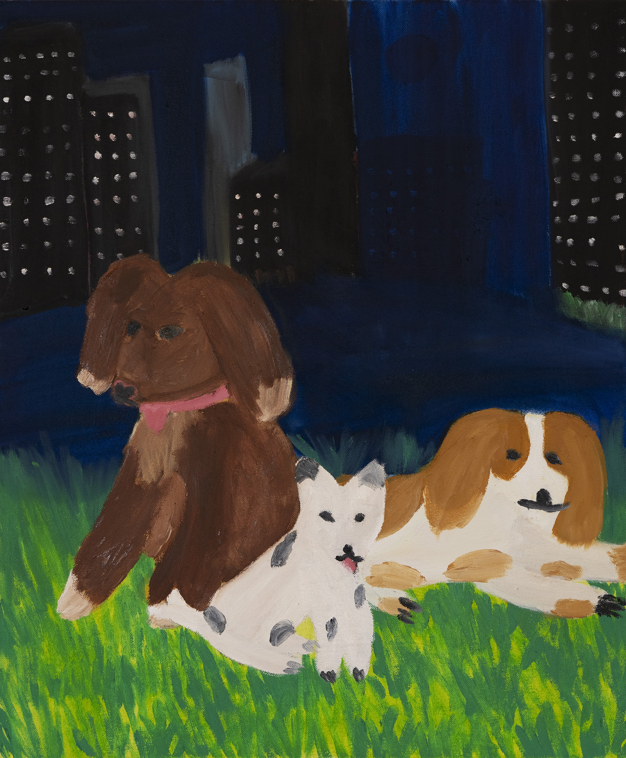 Dogs and the City, Oil on Canvas, 63 x 67 cm, 2021