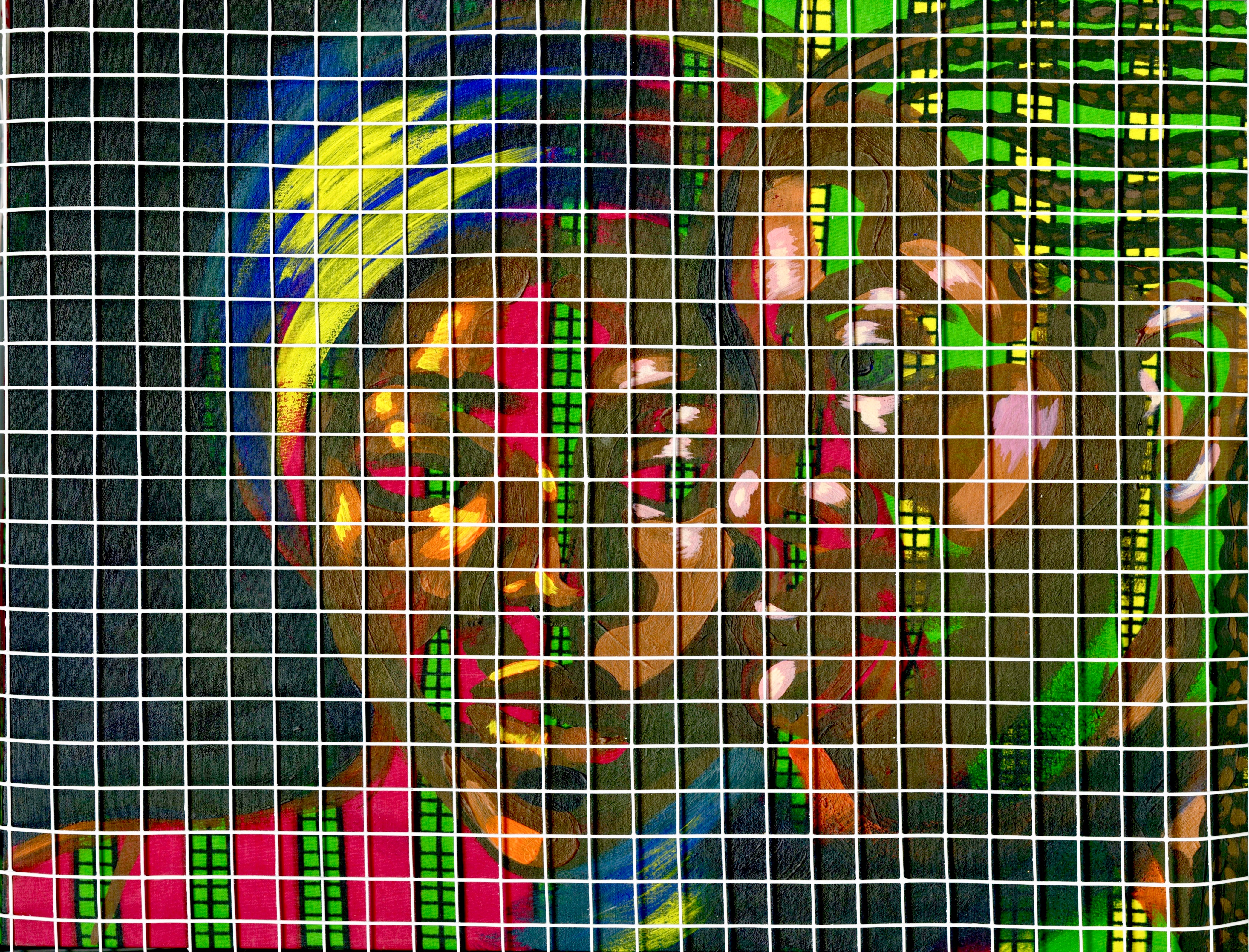 Two Faced (2020) Wire, Acrylic and Fabric on Panel