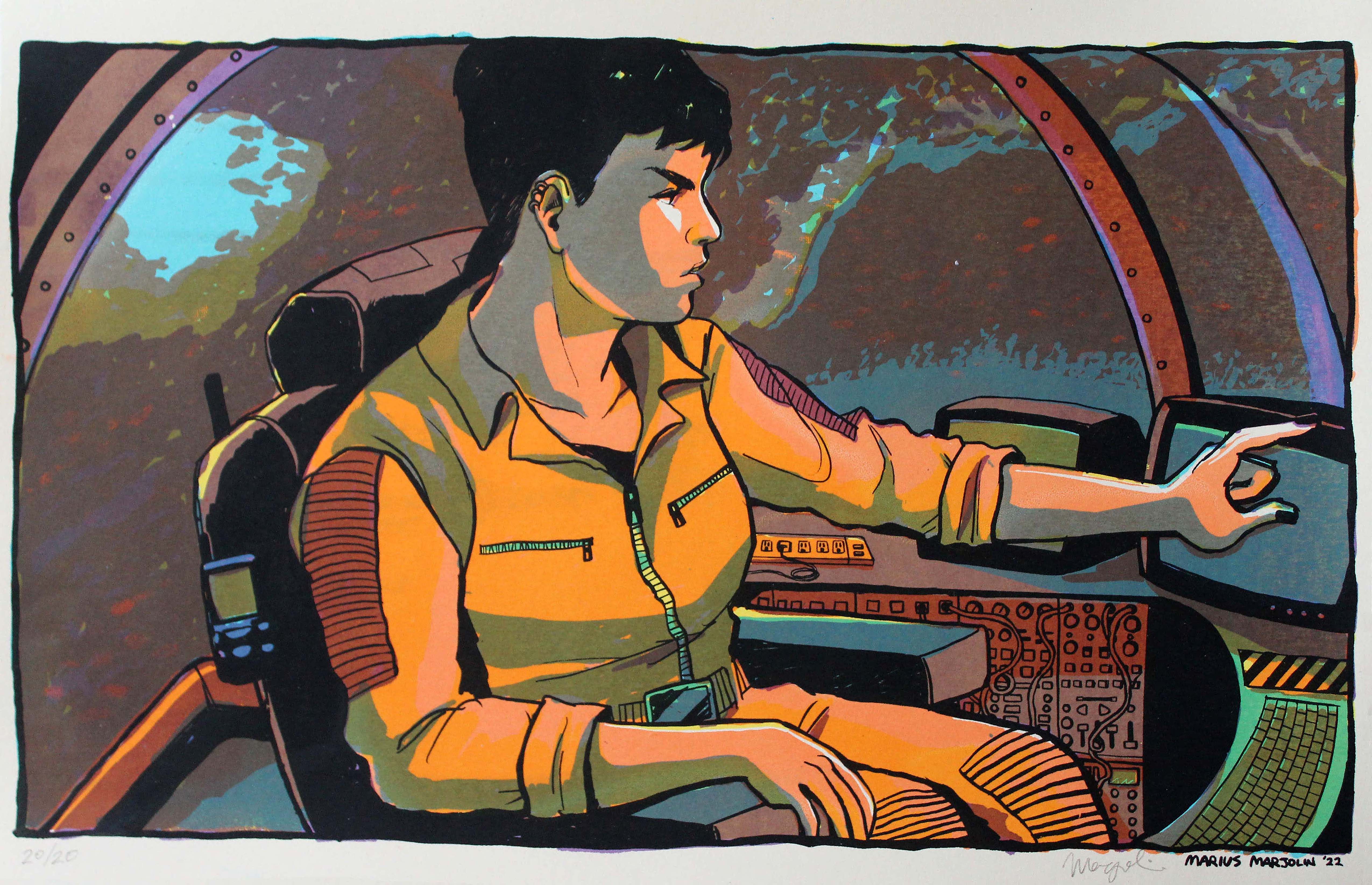 "Submarine." Screen print on paper. 11 in x 17 in. Edition of 20. 2022.