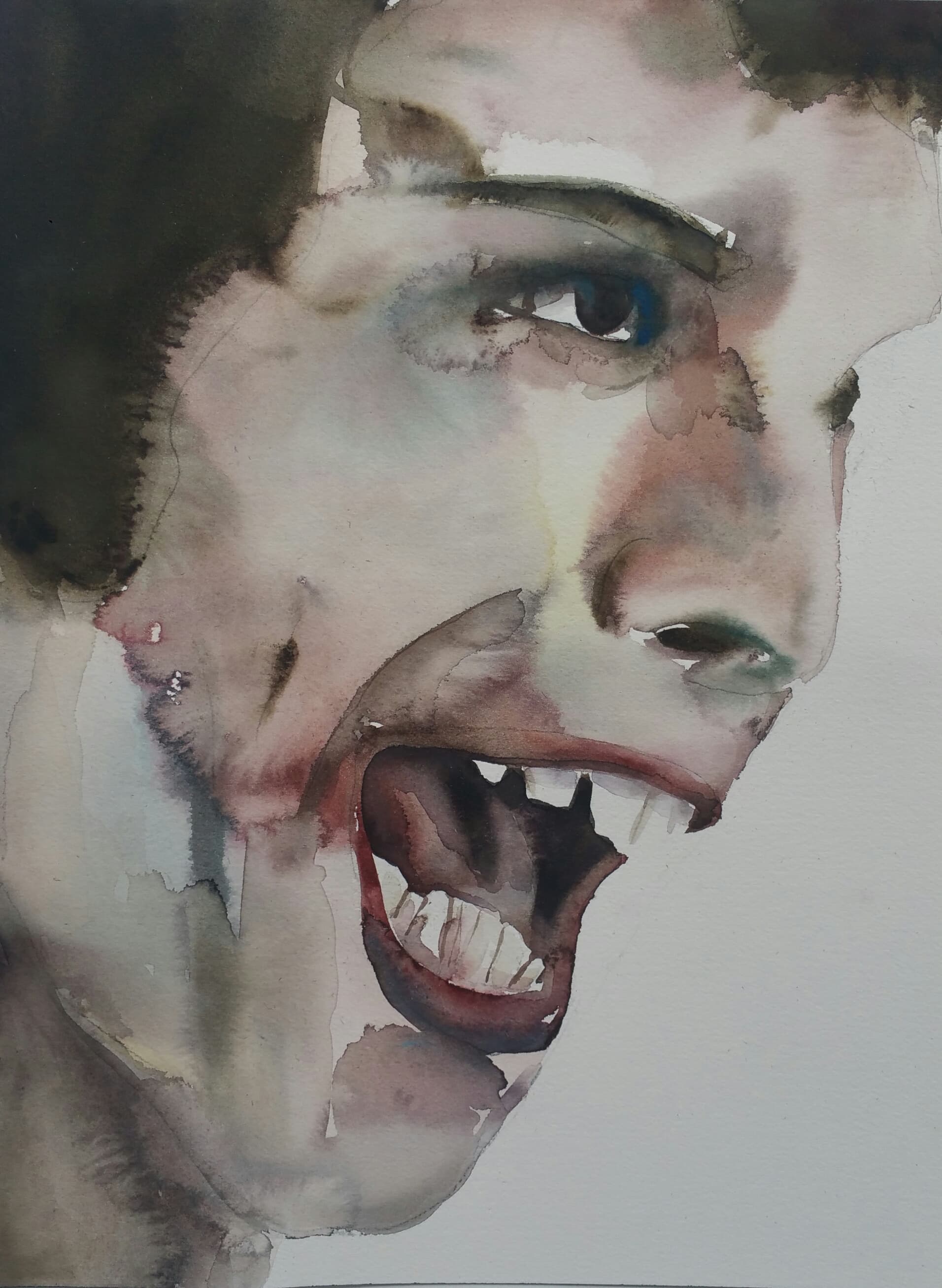Série hurleurs, aquarelle, 30x40 cm, 2020