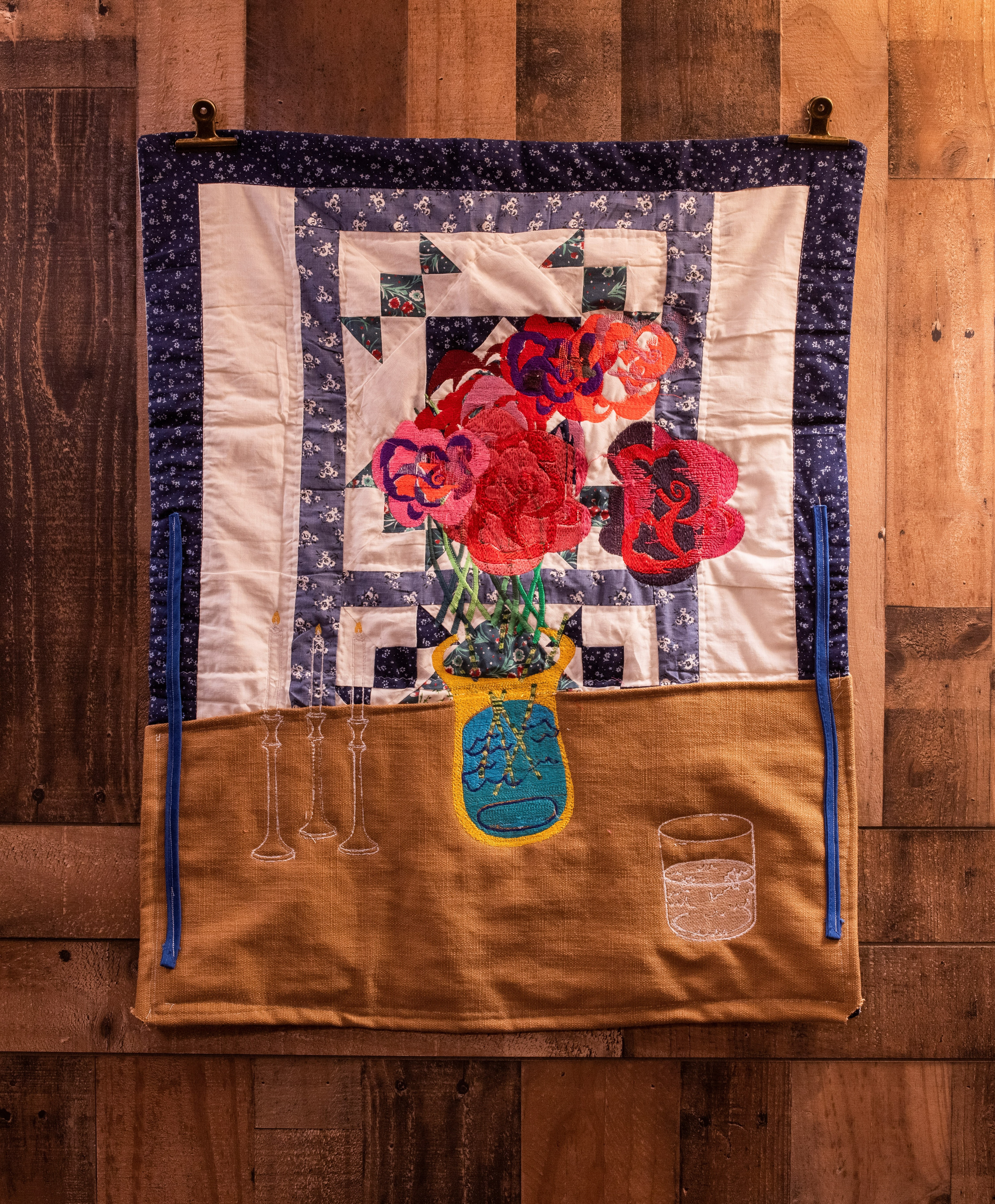Azikiwe Mohammed, Waiting For An Alternate Passage #3, 2021, Embroidered quilt 30 x 24 inches. Image courtesy the artist.