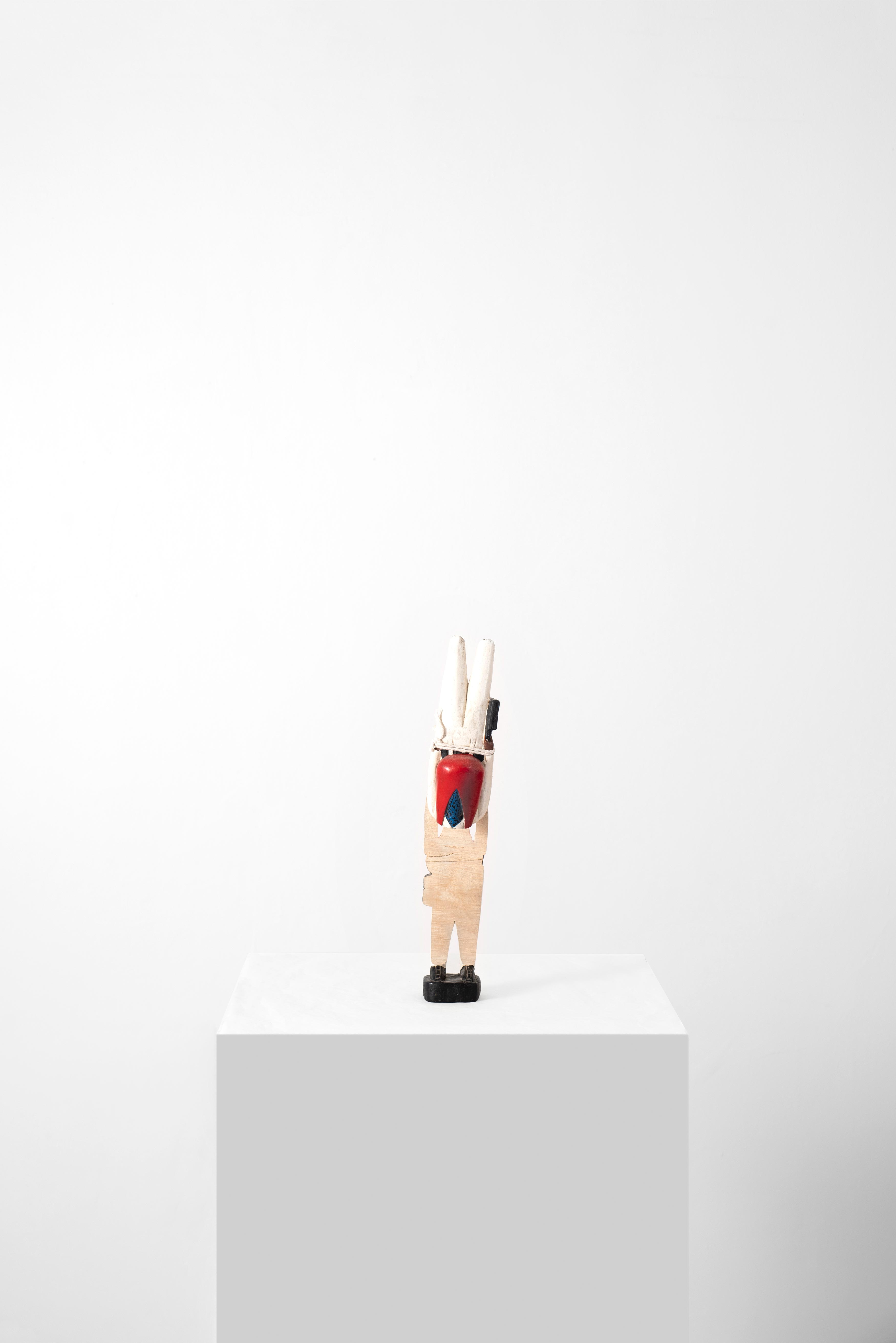 Red face blue tie, 2017, Painted wood, 38.5 × 6 × 8 cm