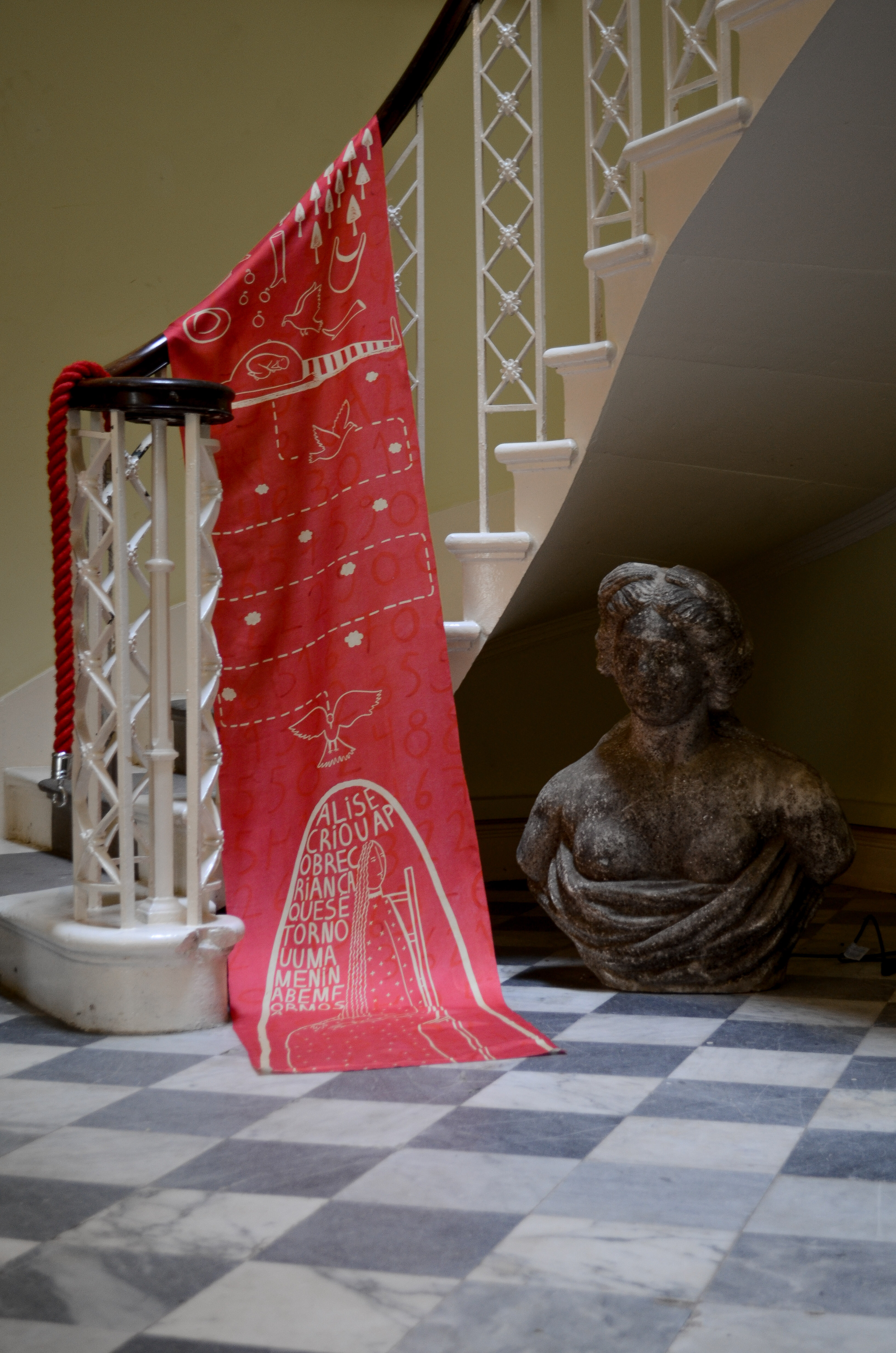 A Very Beautiful Girl; inkjet print and screen print on silk bamboo; 50 x 209 cm
