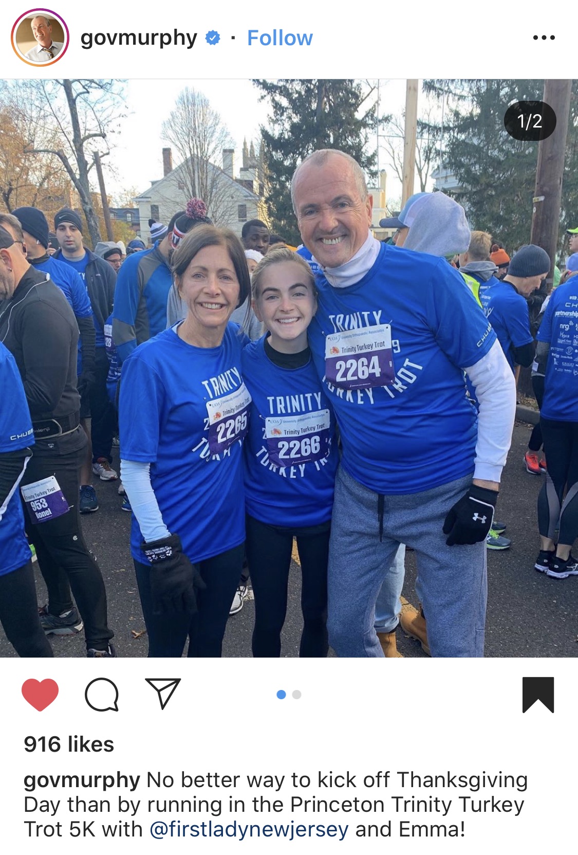 NJ Governor Phil Murphy running the race and wearing the apparel.