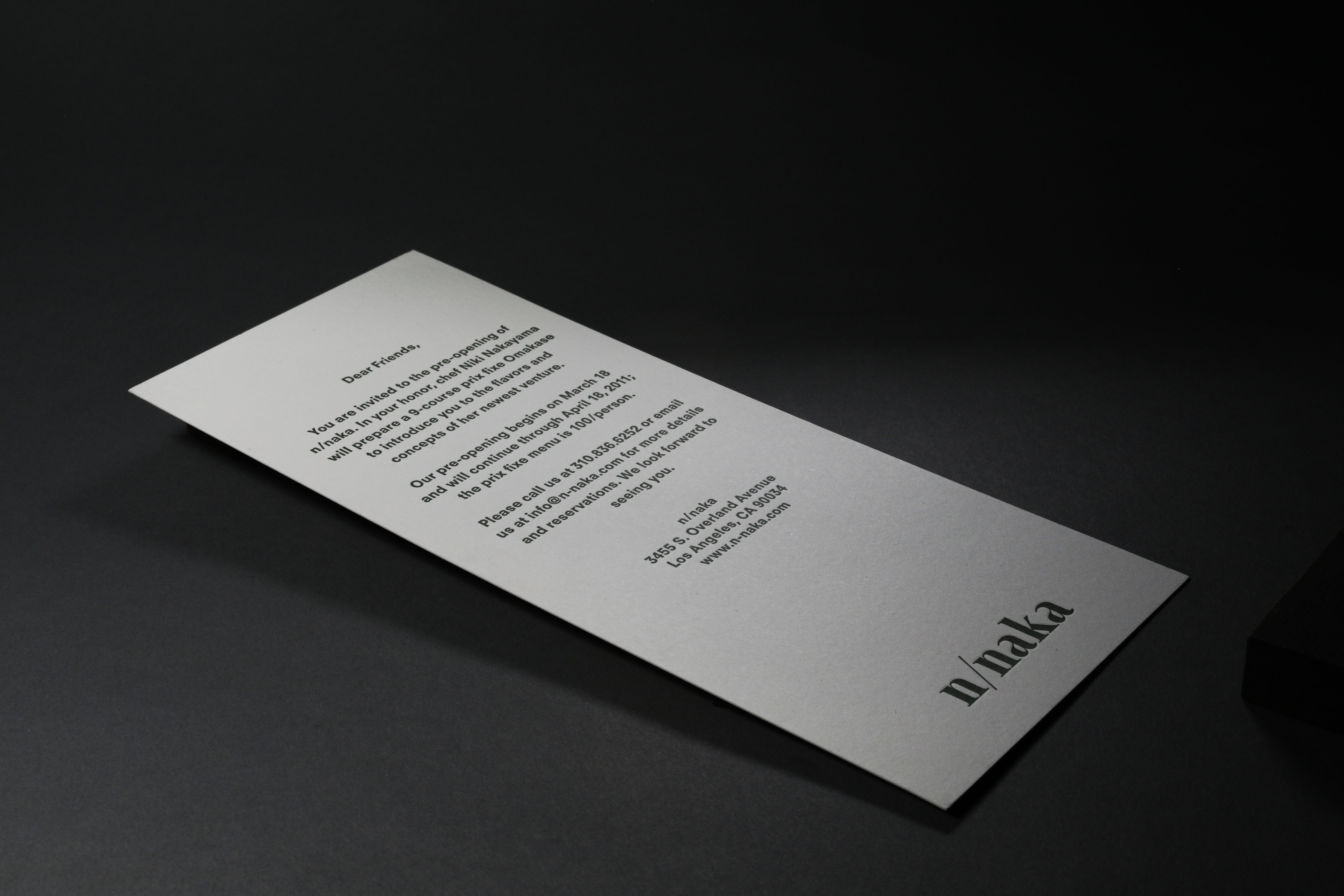 LETTERPRESSN/Naka pre-opening invitation