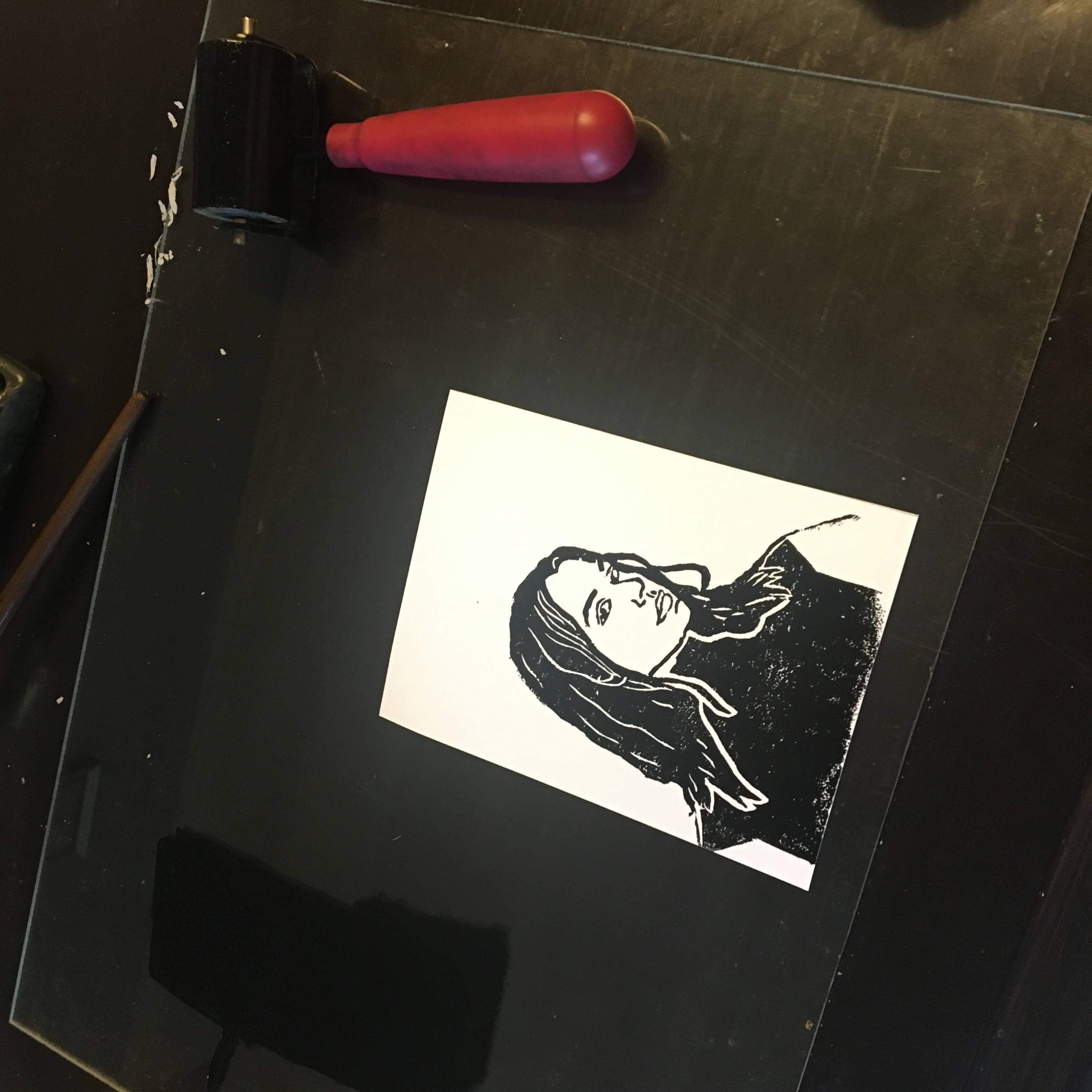 Phoebe Bridgers linocut print, 2020