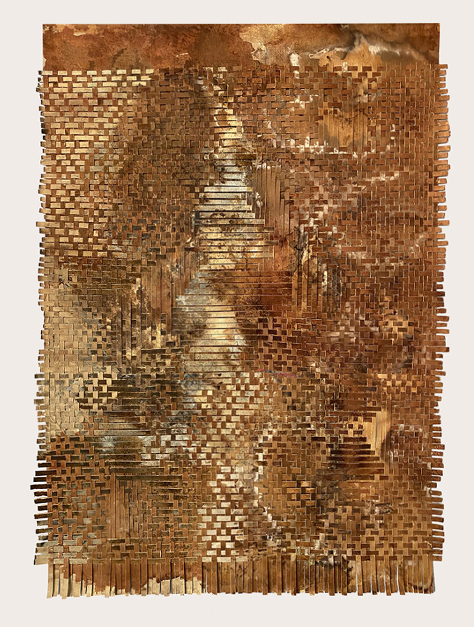 Ephemeral 03, woven painting, cotton paper, natural dyes, 58x100cm, 2020