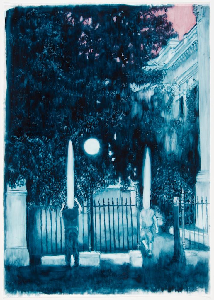 Threshold, 2016. Oil on tracing paper, 59.5 x 84.5 cm