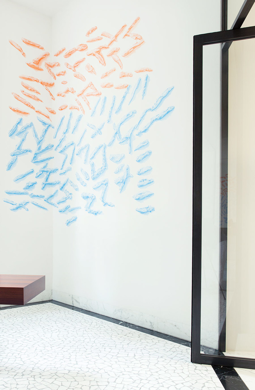 Anna Kristensen, Concrete Render (Red, Blue), 2015, acrylic, variable dimensions