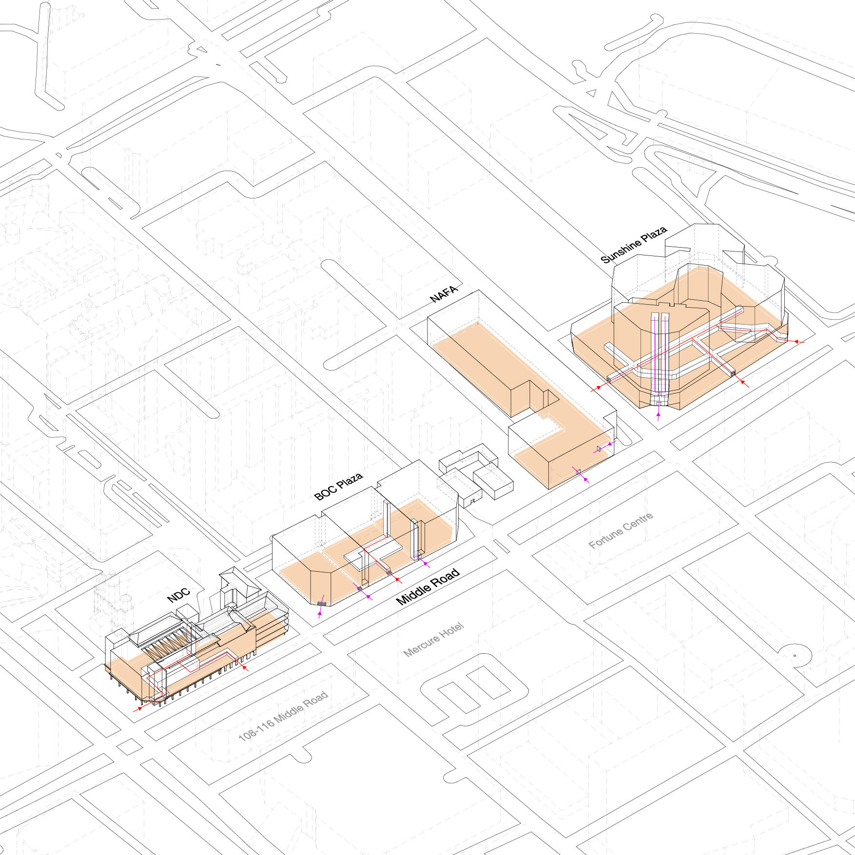 NDC2.0 | Permeability analysis of buildings along a cultural stretch